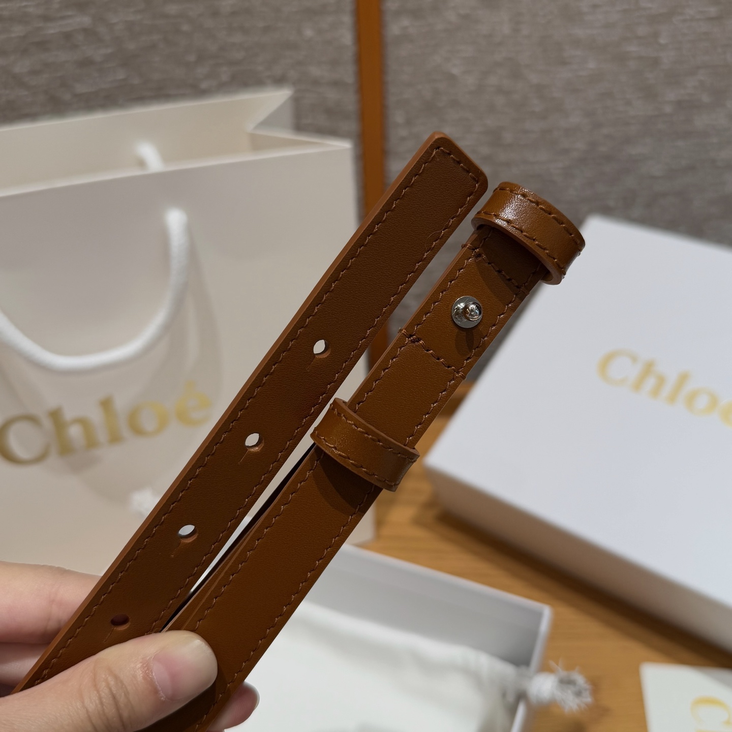 Chloe Calfskin Belt with Polished Copper Buckle | Designer Women's Belt 5 i1745409782747 5148 0 3