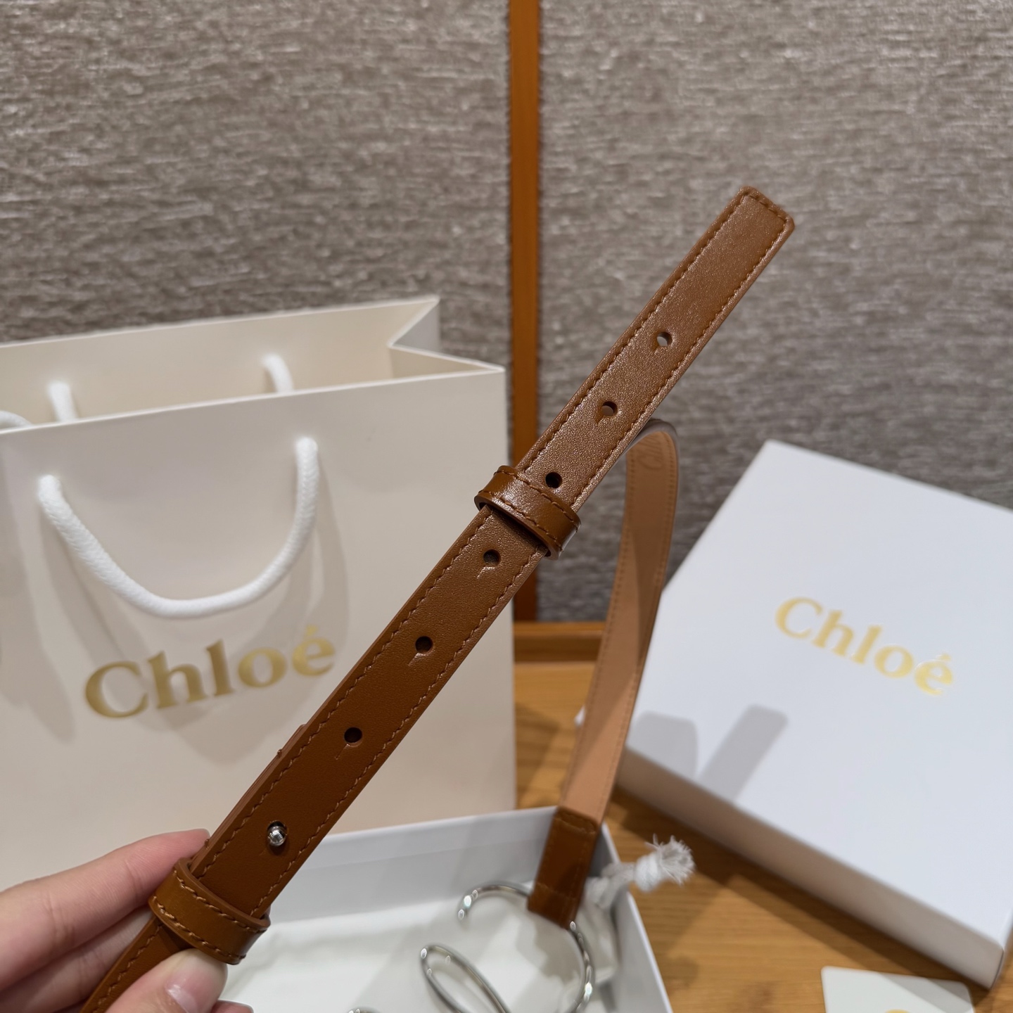 Chloe Calfskin Belt with Polished Copper Buckle | Designer Women's Belt 4 i1745409782756 9474 0 2