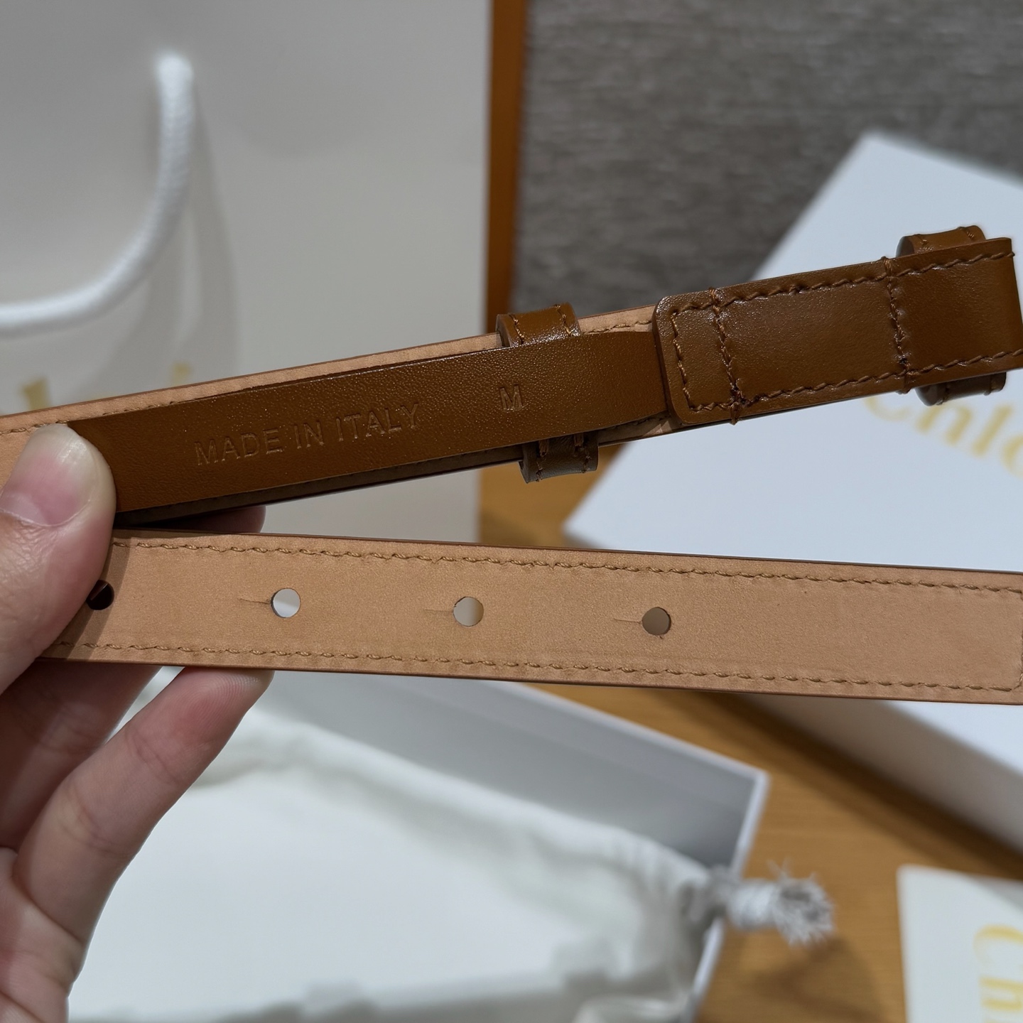 Chloe Calfskin Belt with Polished Copper Buckle | Designer Women's Belt 6 i1745409783461 391 0 4