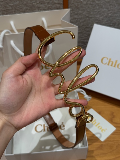 Chloé Italian Leather Belt with Polished Brass Buckle - 2.0cm Width 1 Chloé Italian Leather Belt with Polished Brass Buckle - 2.0cm Width