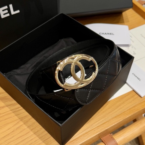 Chanel Women's Black Lambskin Belt with Gold-Tone Metal CC Buckle, 4.0cm 1 Chanel Women's Black Lambskin Belt with Gold-Tone Metal CC Buckle, 4.0cm