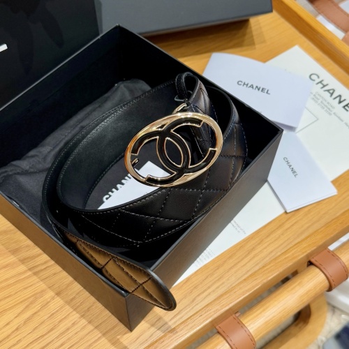 Chanel Women's Black Lambskin Quilted Belt with Gold CC Buckle - 4.0 cm Width 1 Chanel Women's Black Lambskin Quilted Belt with Gold CC Buckle - 4.0 cm Width