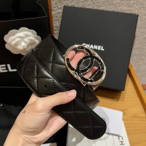 Chanel Women's Round Quilted Lambskin Belt with Double C Logo Buckle 1 Chanel Women's Round Quilted Lambskin Belt with Double C Logo Buckle