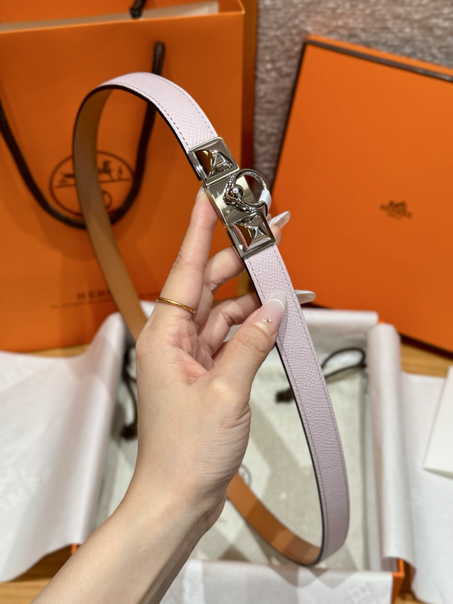 H家調節可能な女性用Epsom小牛皮腰ベルト