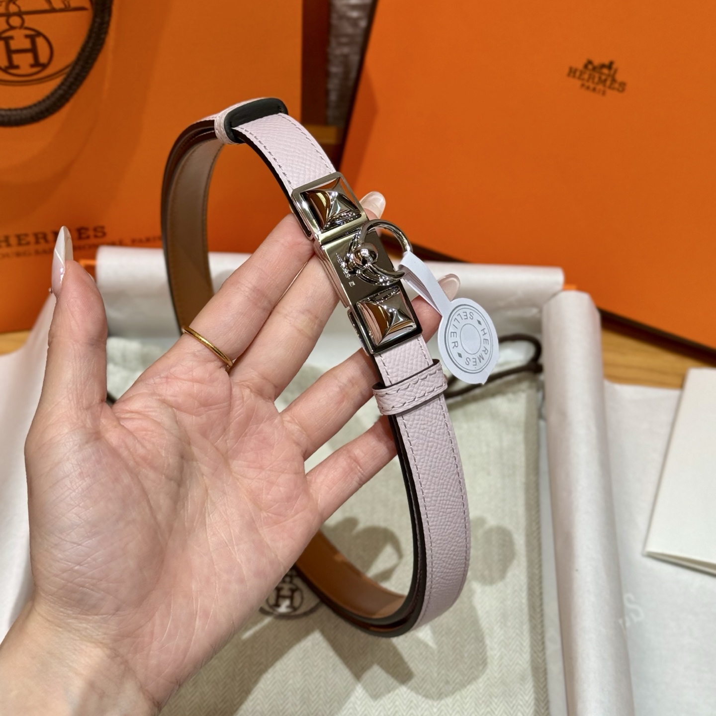 H家調節可能な女性用Epsom小牛皮腰ベルト