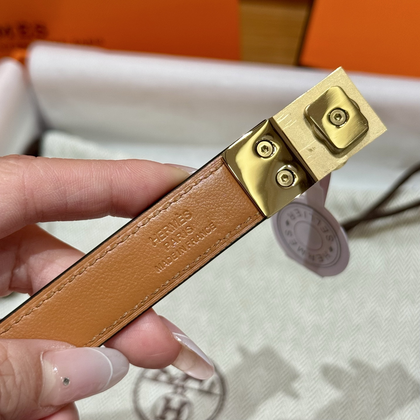 H家新款女款调节腰带 Epsom小牛皮素材・幅1.8cm・自由調節可能