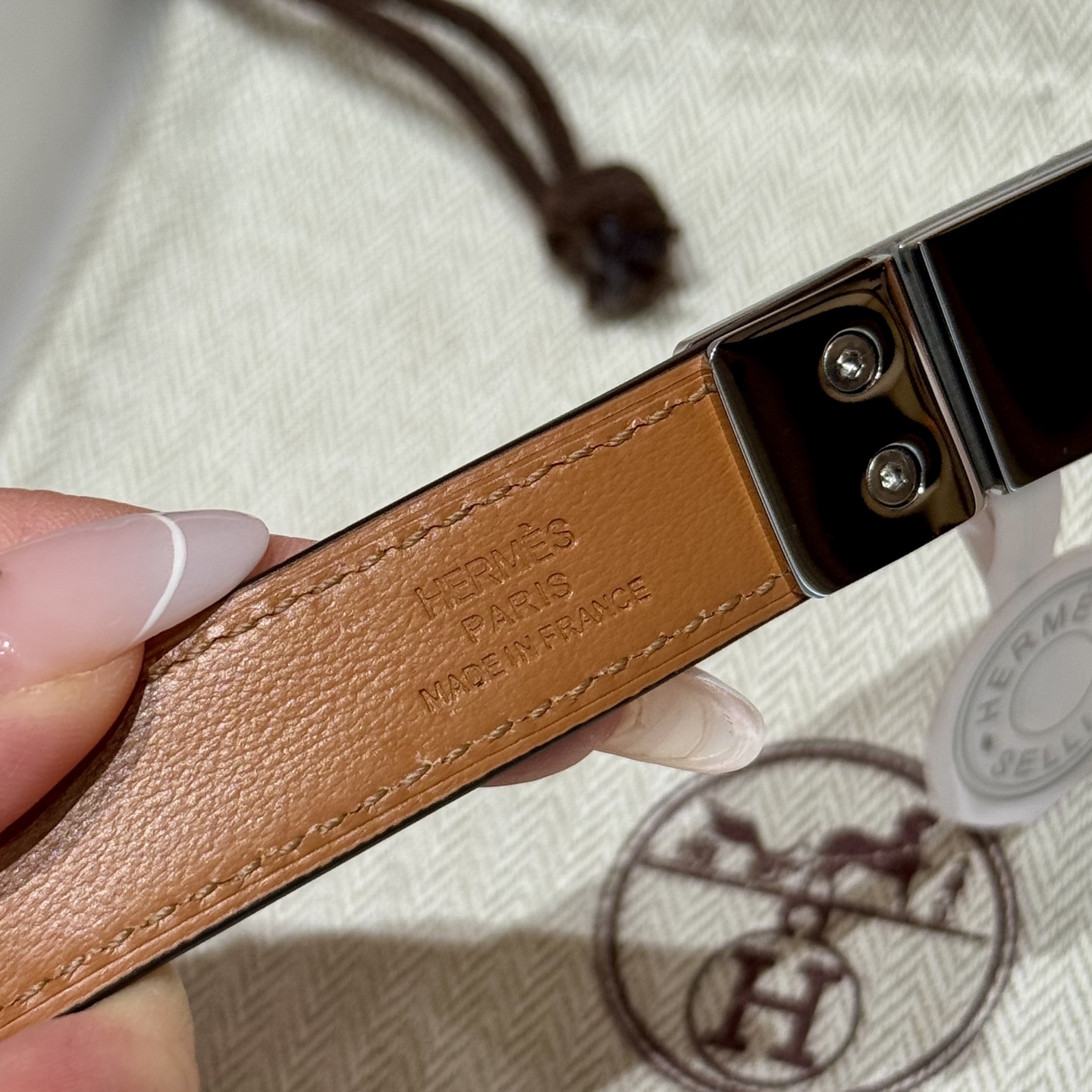 H家新款女款調節腰帶 Epsom小牛皮製・自由調整可能