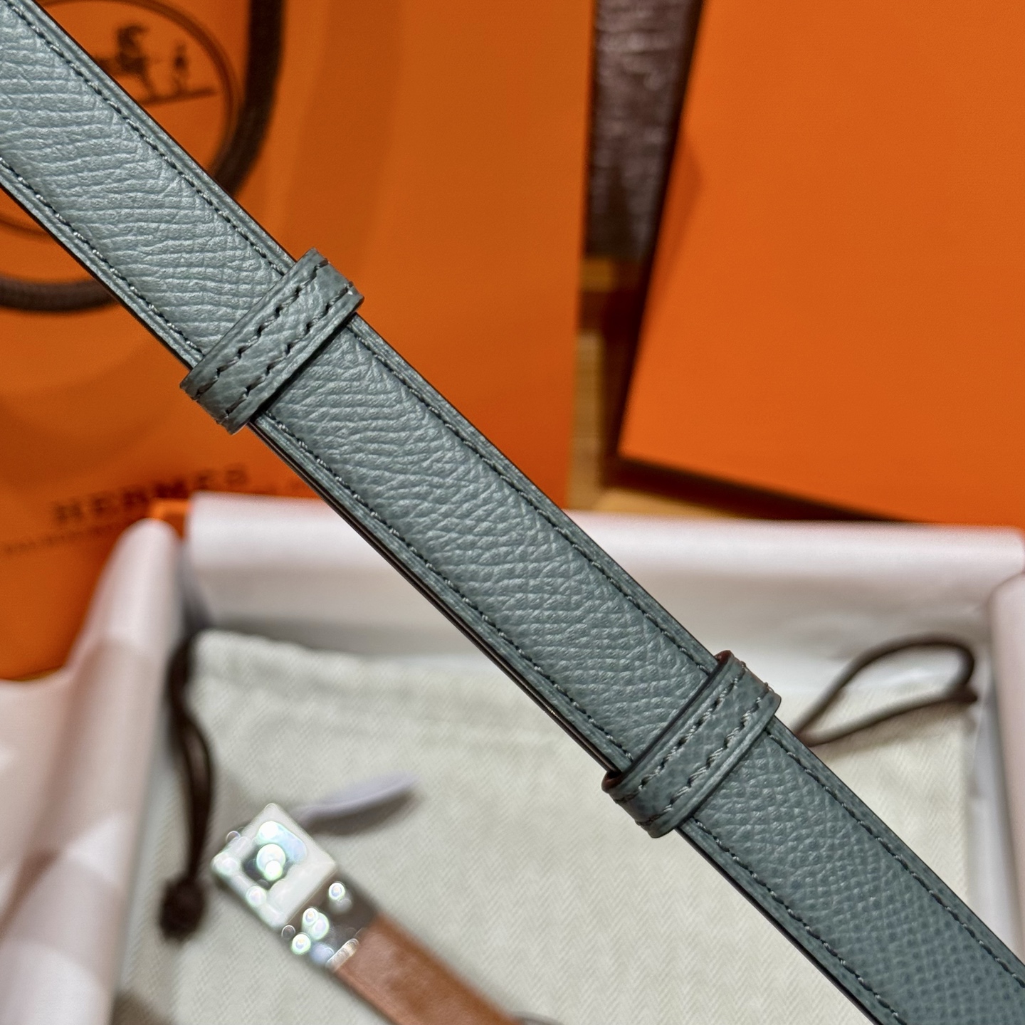 H家新款女款調節腰帶 - Epsom小牛皮製・幅1.8cm・自由調節可能