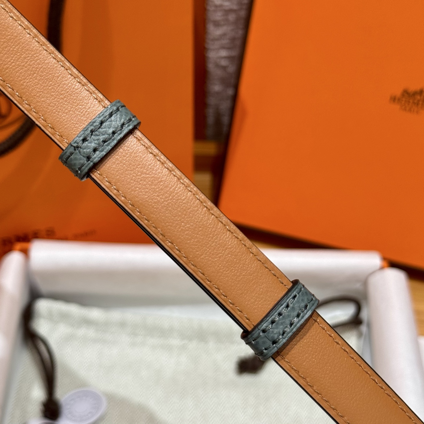 H家新款女款調節腰帶 - Epsom小牛皮製・幅1.8cm・自由調節可能