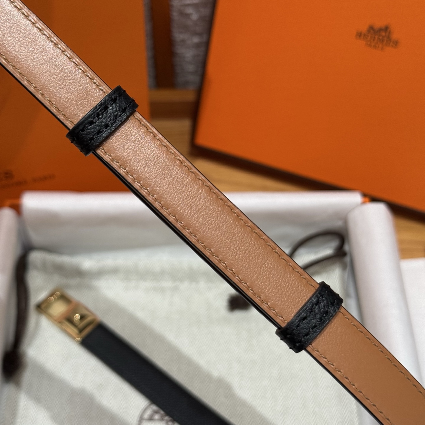 H家新款女款調節腰帯 Epsom小牛皮製・自由調整可能