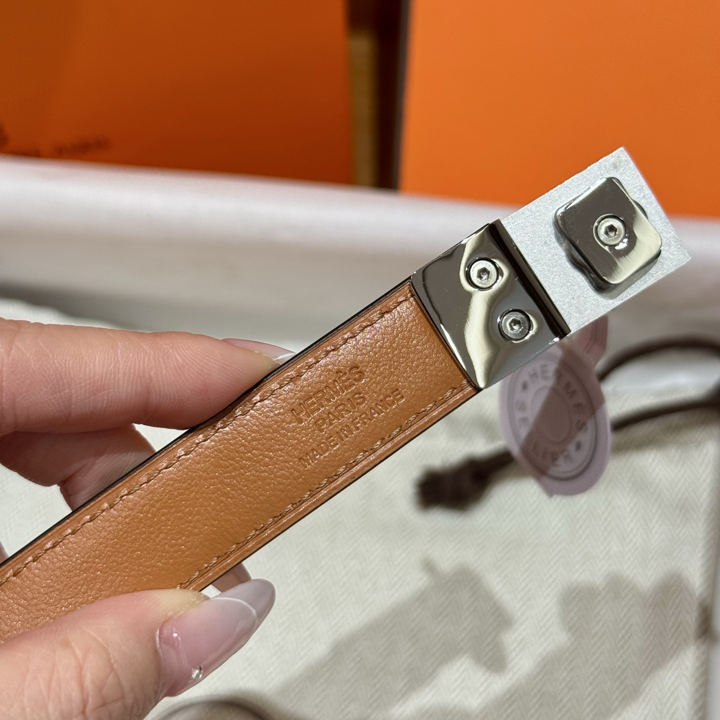 H家新款女款調節腰帶 - Epsom小牛皮製・幅1.8cm・自由調節可能