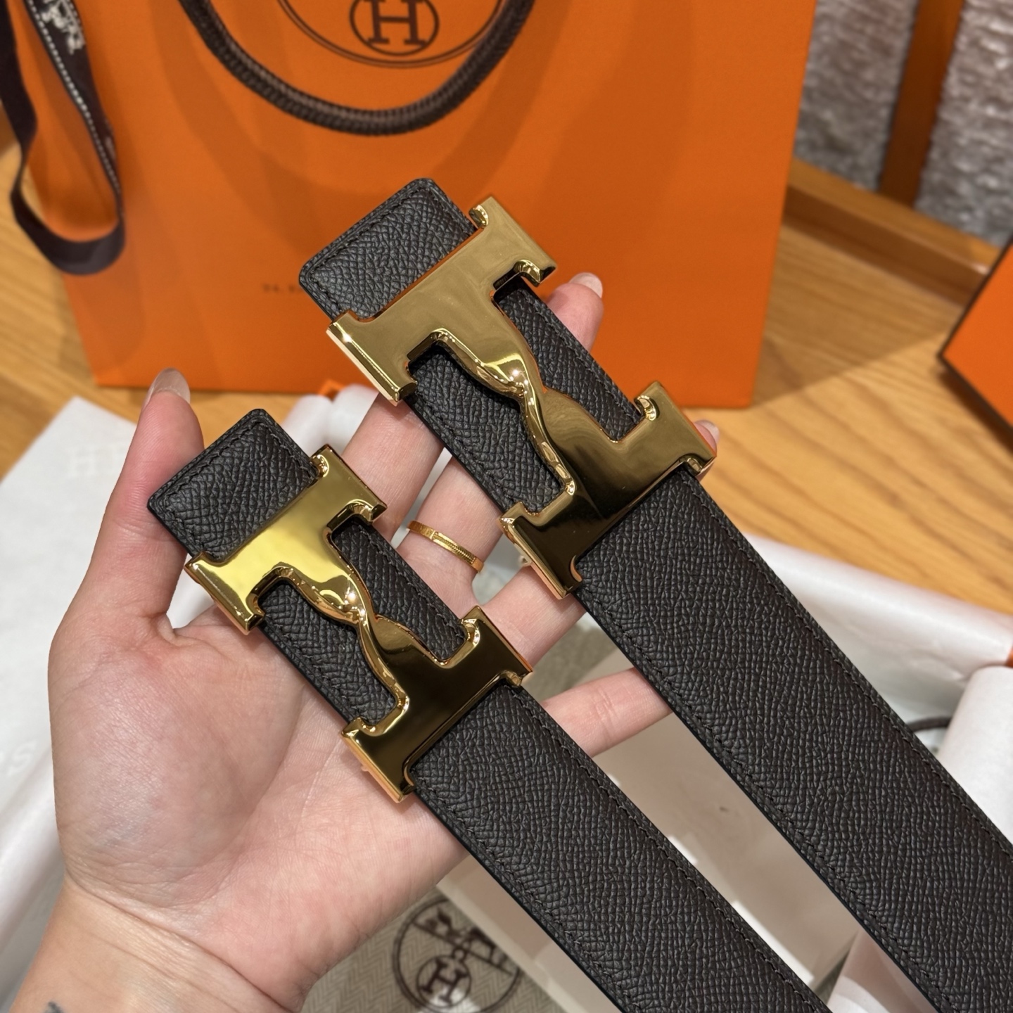 H家 男性用カラーベルト 双面デザイン 3D立体効果