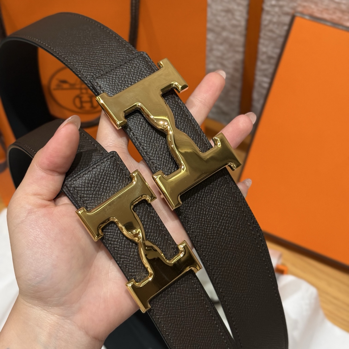 H家 男性用カラーベルト 双面デザイン 3D立体効果