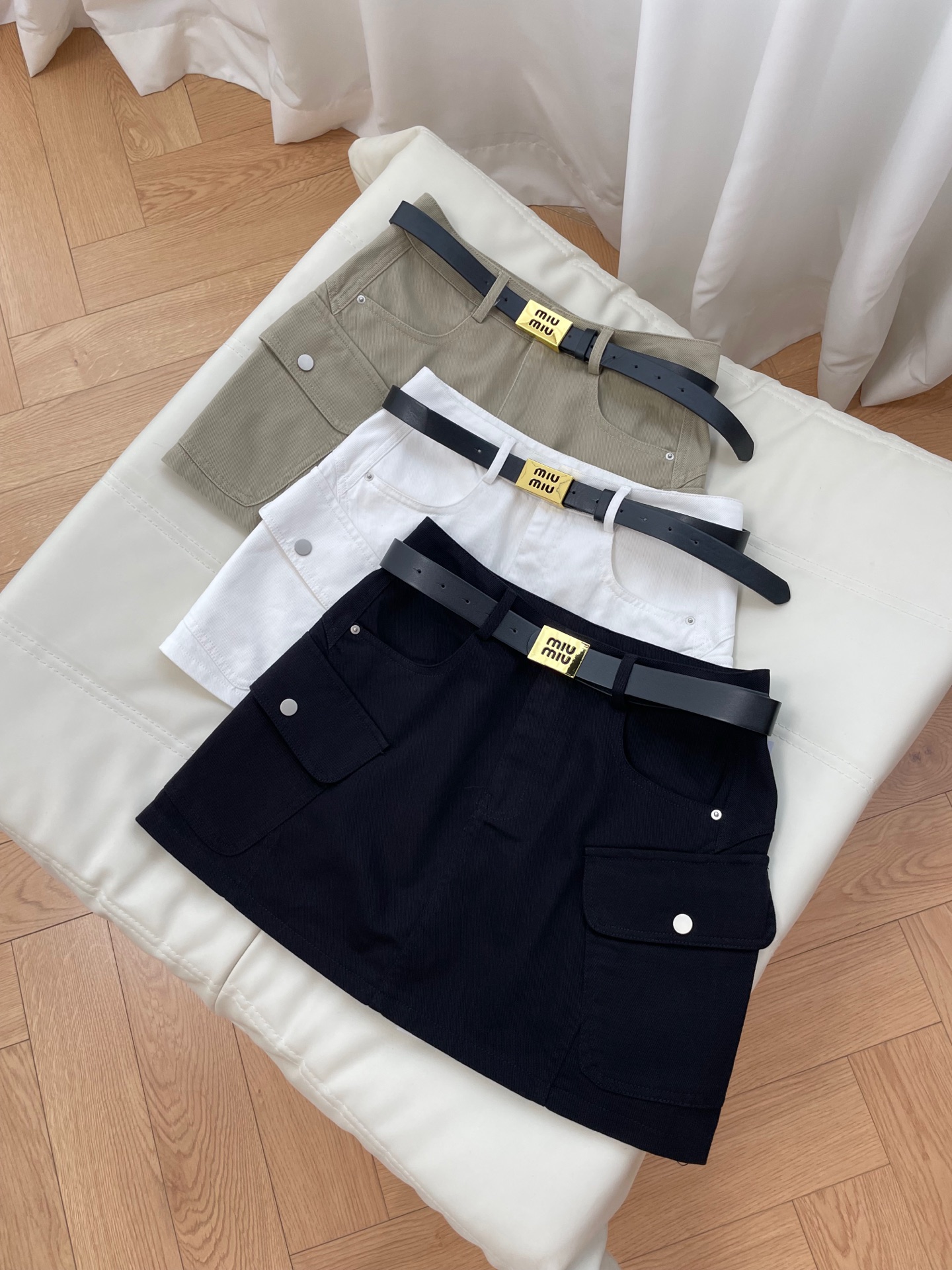 Miu Miu Cargo Mini Skirt With Brand Belt