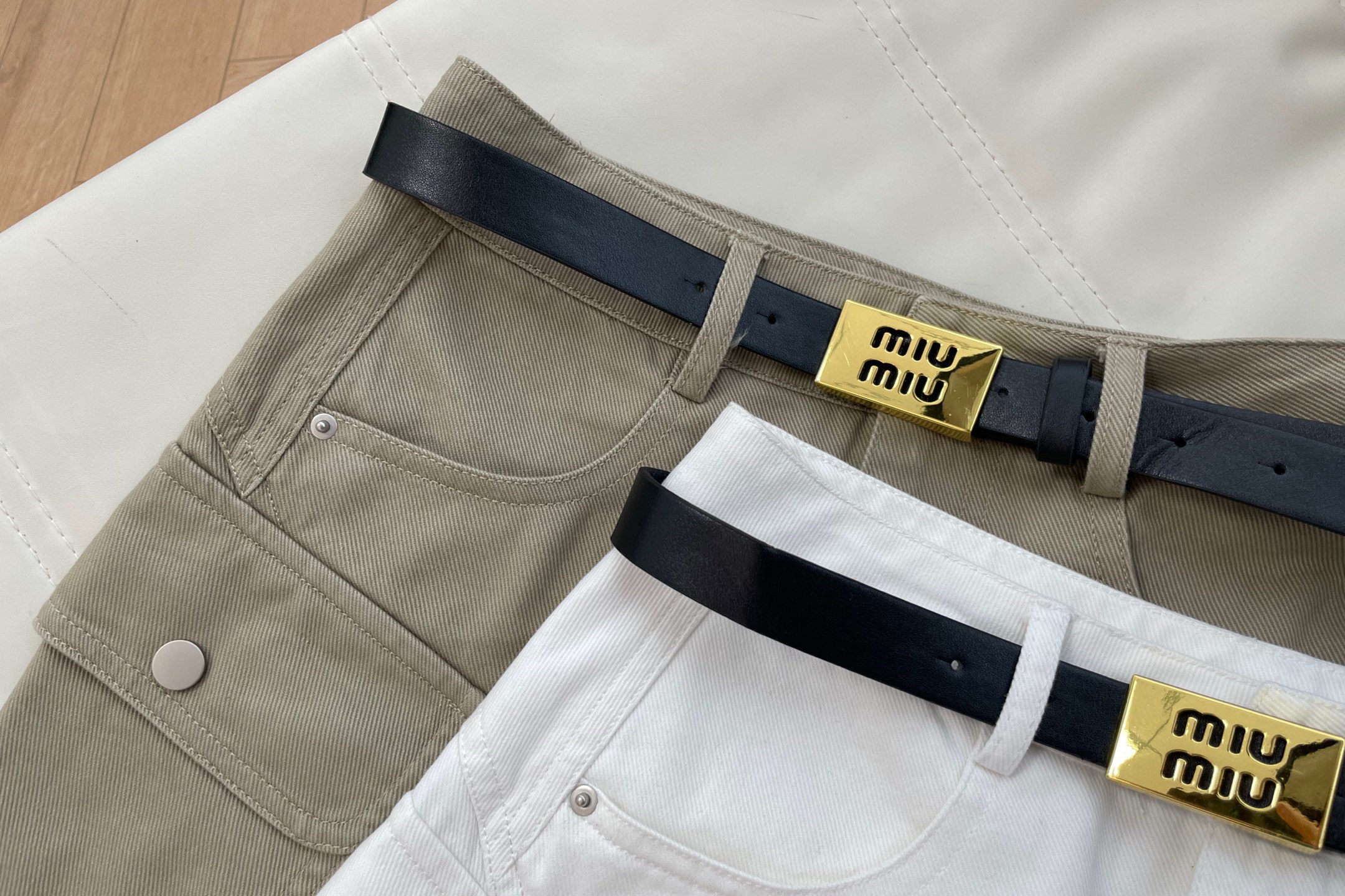 Miu Miu Cargo Mini Skirt With Brand Belt