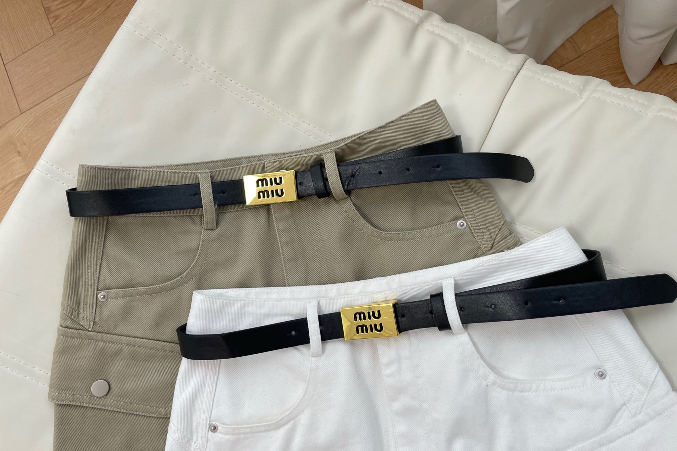 Miu Miu Cargo Mini Skirt With Brand Belt
