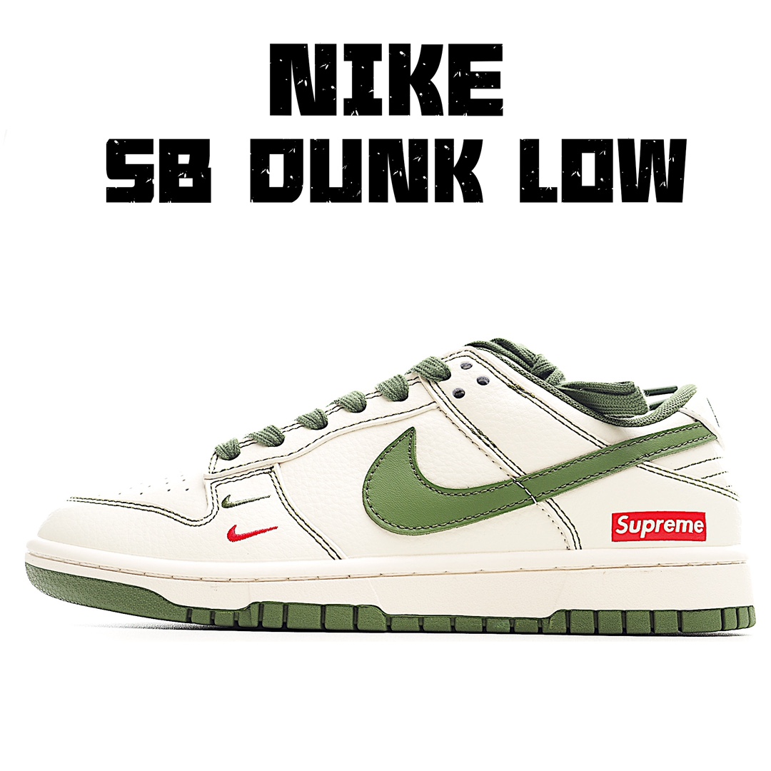 220 39-5.WW Nk SB Dunk Low Supreme联名-军绿双勾 周年高端定制 低帮休闲板鞋 XX2025-319