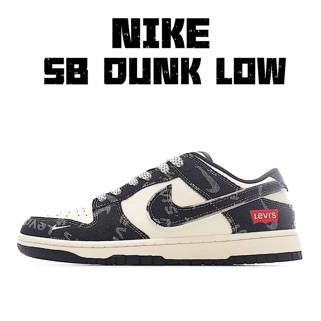 Nk SB Dunk Low 李维斯联名-黑印花牛仔布 周年高端定制 低帮休闲板鞋 XX2025-109