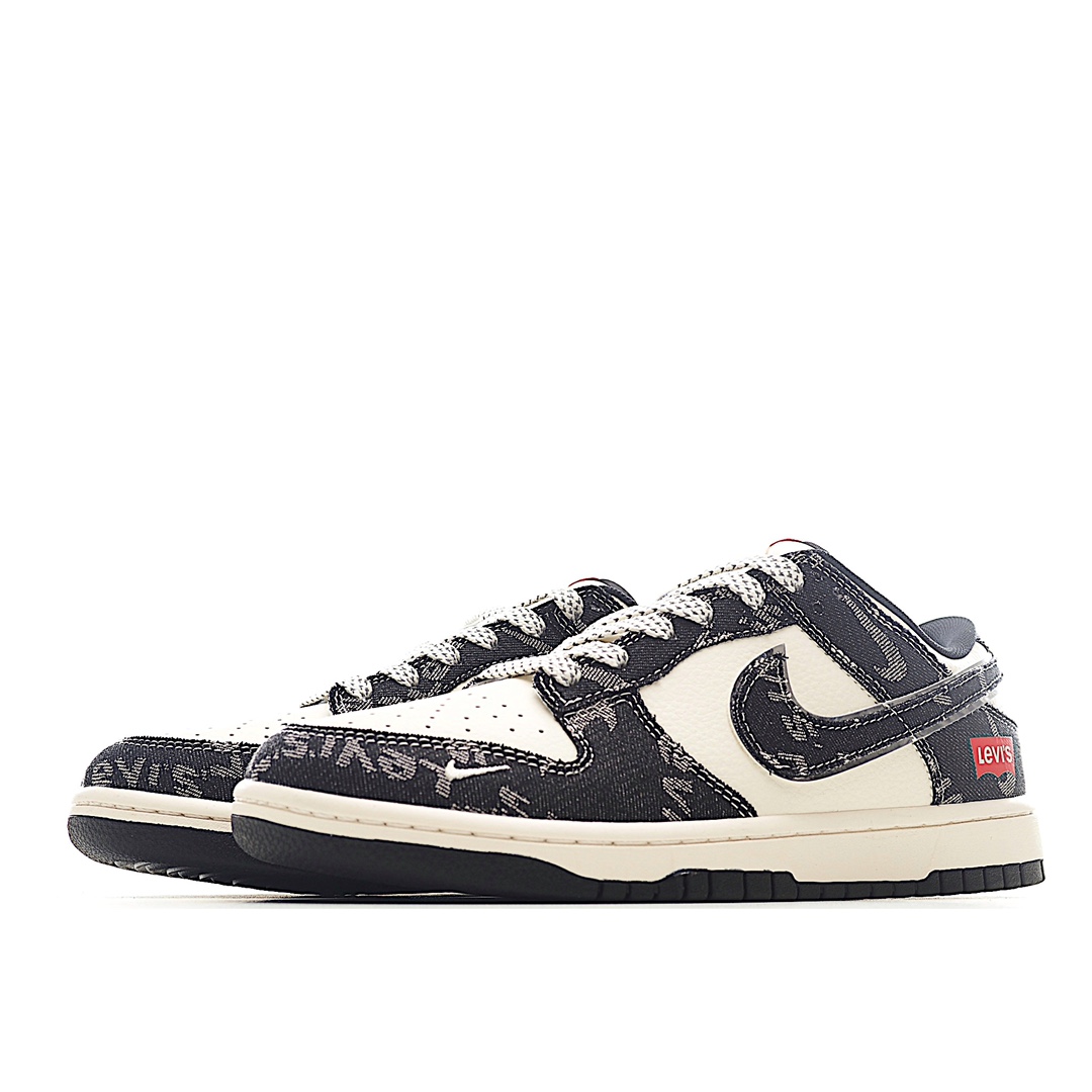 Nk SB Dunk Low 李维斯联名-黑印花牛仔布 周年高端定制 低帮休闲板鞋 XX2025-109