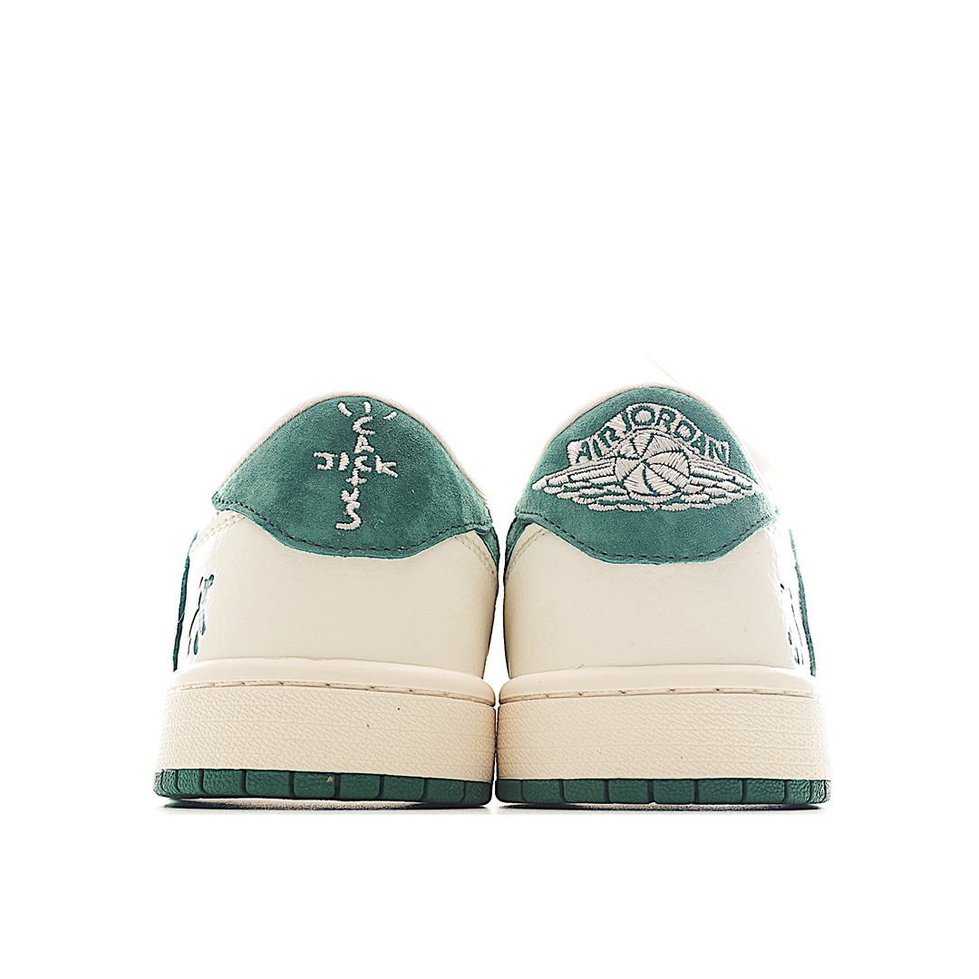 Travis Scott x Fragment Design x Air Jordan 1 Low SP AJ1 暴力熊联名-绿印花 低帮文化休闲板鞋 SJ2068-112