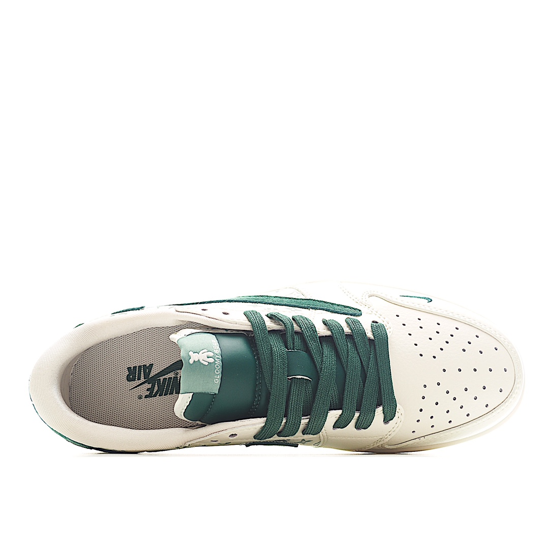 Travis Scott x Fragment Design x Air Jordan 1 Low SP AJ1 暴力熊联名-绿印花 低帮文化休闲板鞋 SJ2068-112