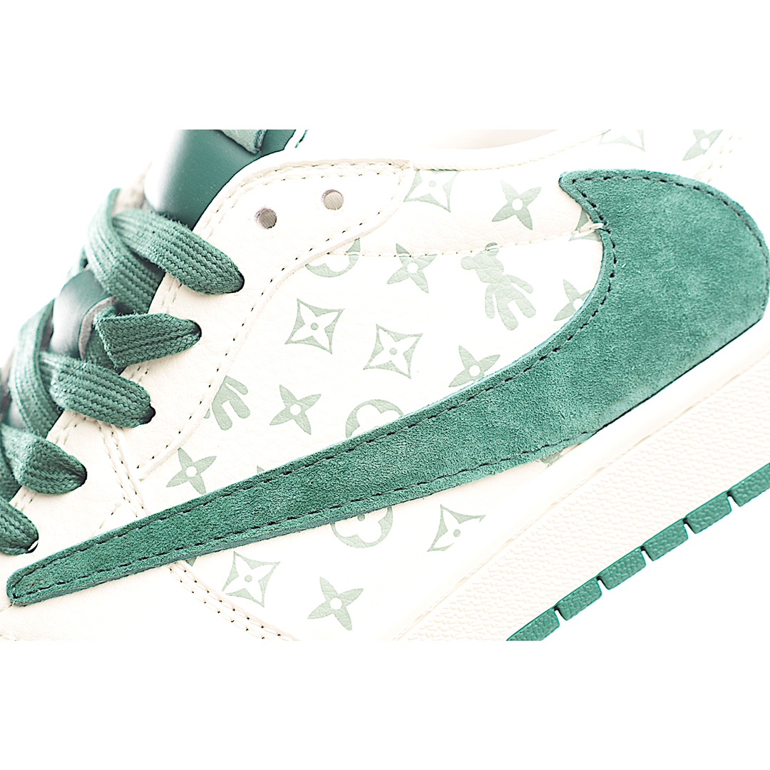 Travis Scott x Fragment Design x Air Jordan 1 Low SP AJ1 暴力熊联名-绿印花 低帮文化休闲板鞋 SJ2068-112