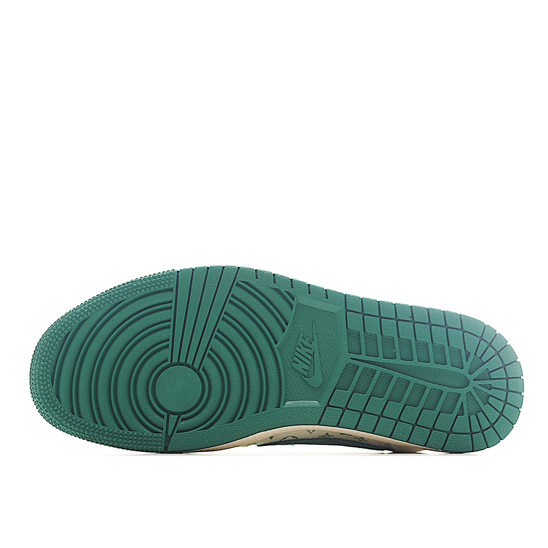 Travis Scott x Fragment Design x Air Jordan 1 Low SP AJ1 暴力熊联名-绿印花 低帮文化休闲板鞋 SJ2068-112