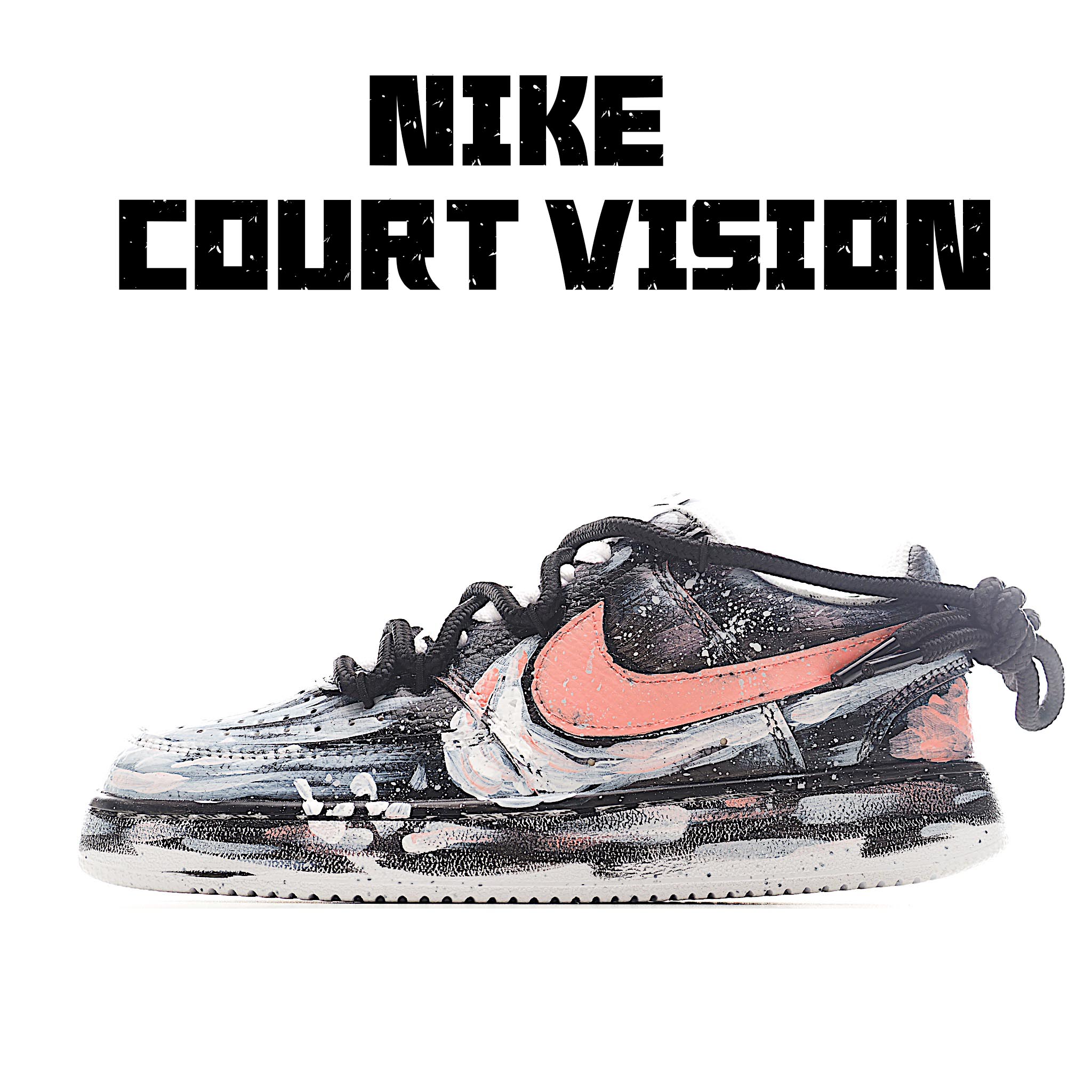 260 Nike Court Vision 1 Low“病变制造” 手绘涂鸦定制板鞋 DH2987-212