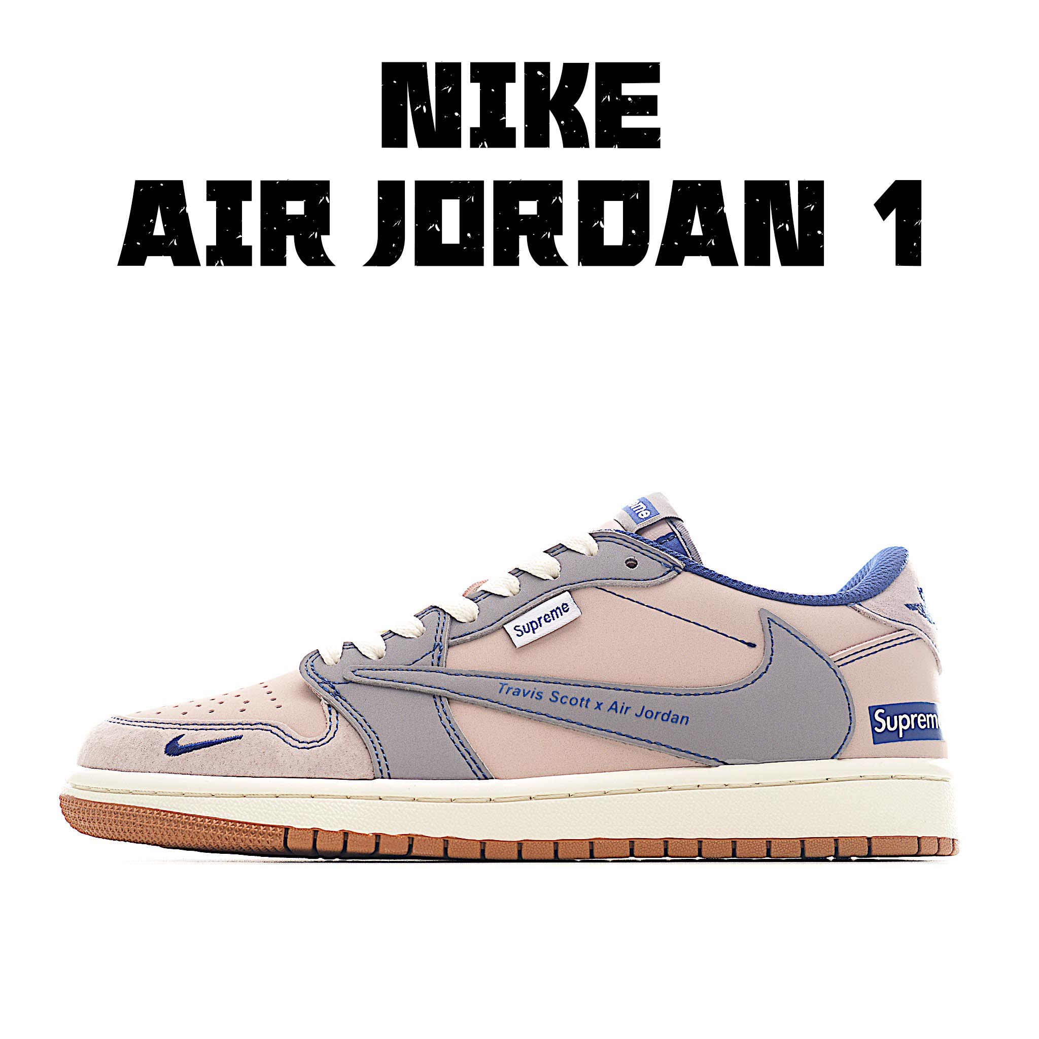 Fragment x Travis Scott x Supreme Air Jordan 1 Low 三方联名倒钩 XD1568-102