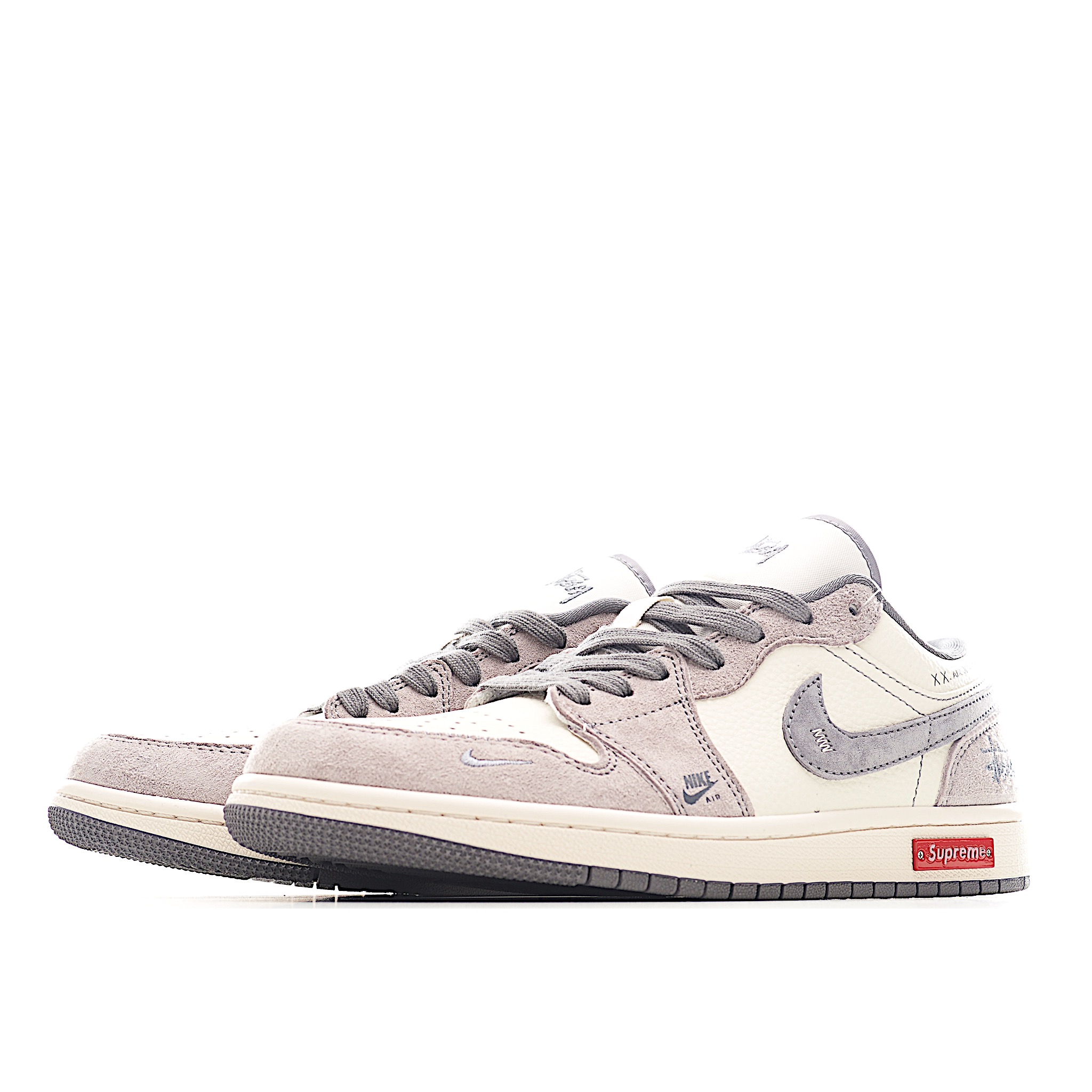 280 Air Jordan 1 Low AJ1 乔1 斯图西联名 米灰金属标 高端定制 低帮复古篮球鞋 SJ9950-053