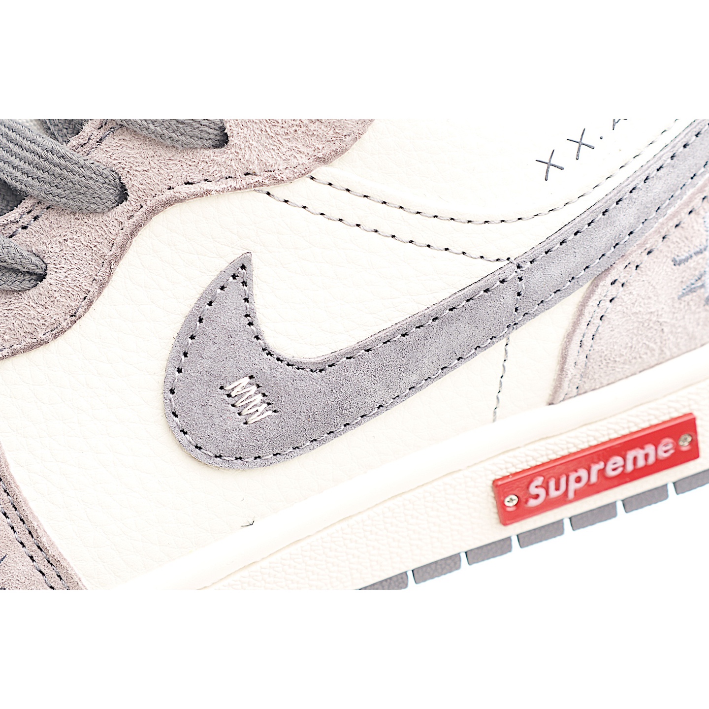 280 Air Jordan 1 Low AJ1 乔1 斯图西联名 米灰金属标 高端定制 低帮复古篮球鞋 SJ9950-053