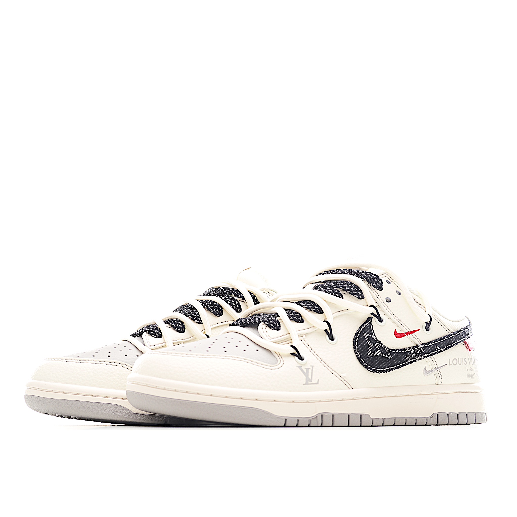 Nike SB Dunk Low LV系列 绑带牛仔黑勾 周年高端定制 低帮休闲板鞋 FC1688-218