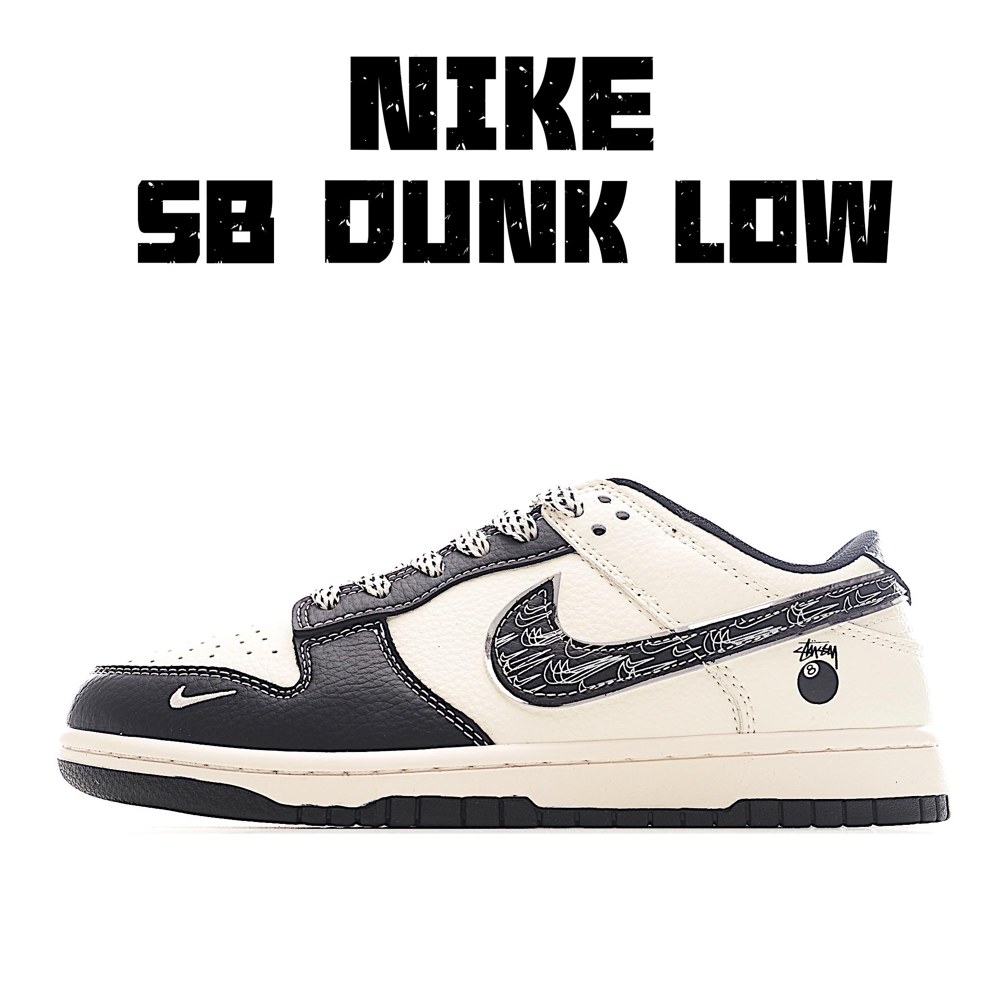 Nike SB Dunk Low x Stussy 白黑小钩 SD6868-105