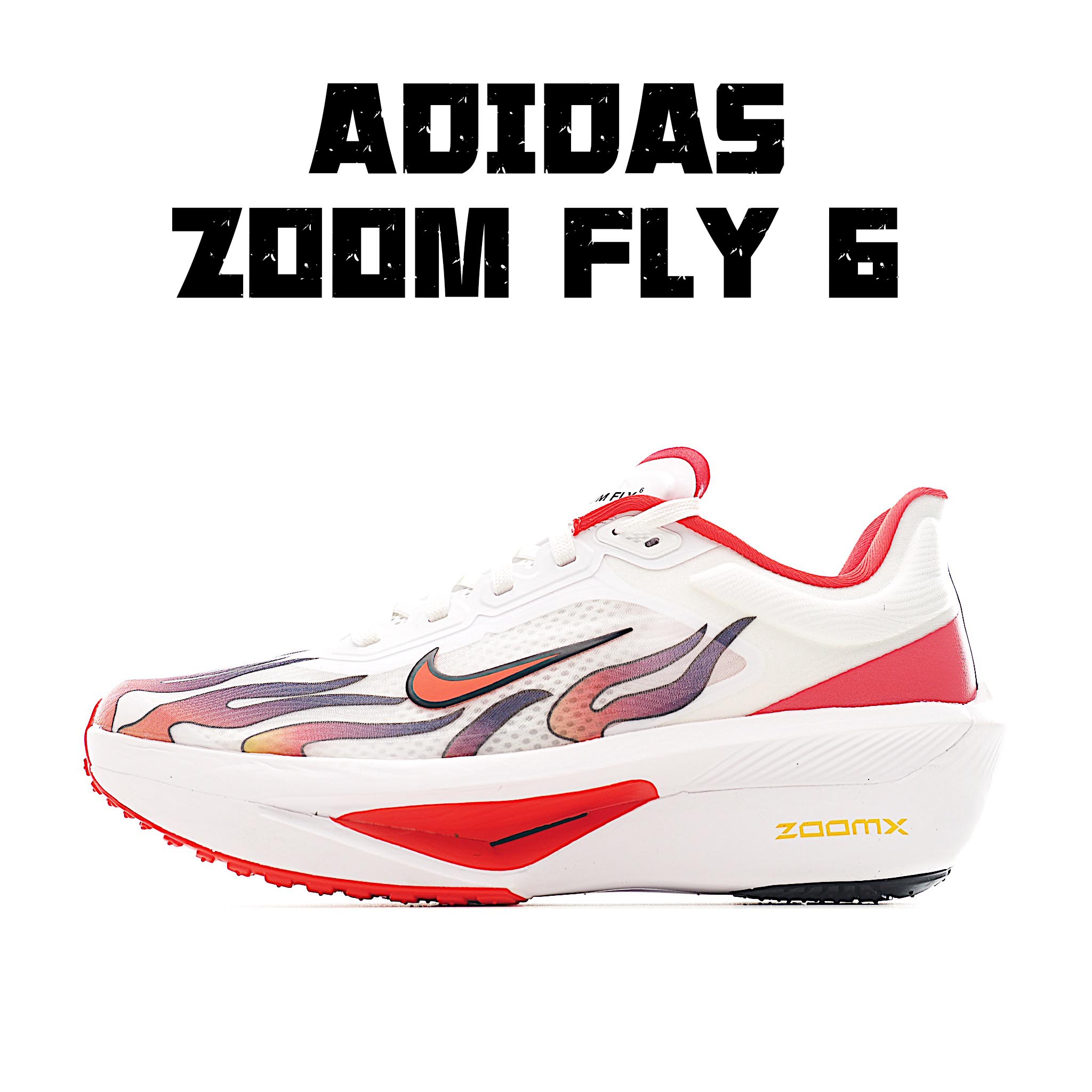 240 Nike Zoom Fly 6 Premium”Ekiden Pack“阿尔法飞行3代系列马拉松轻量超跑竞速运动慢跑鞋“针织白红火焰”HQ3498-100