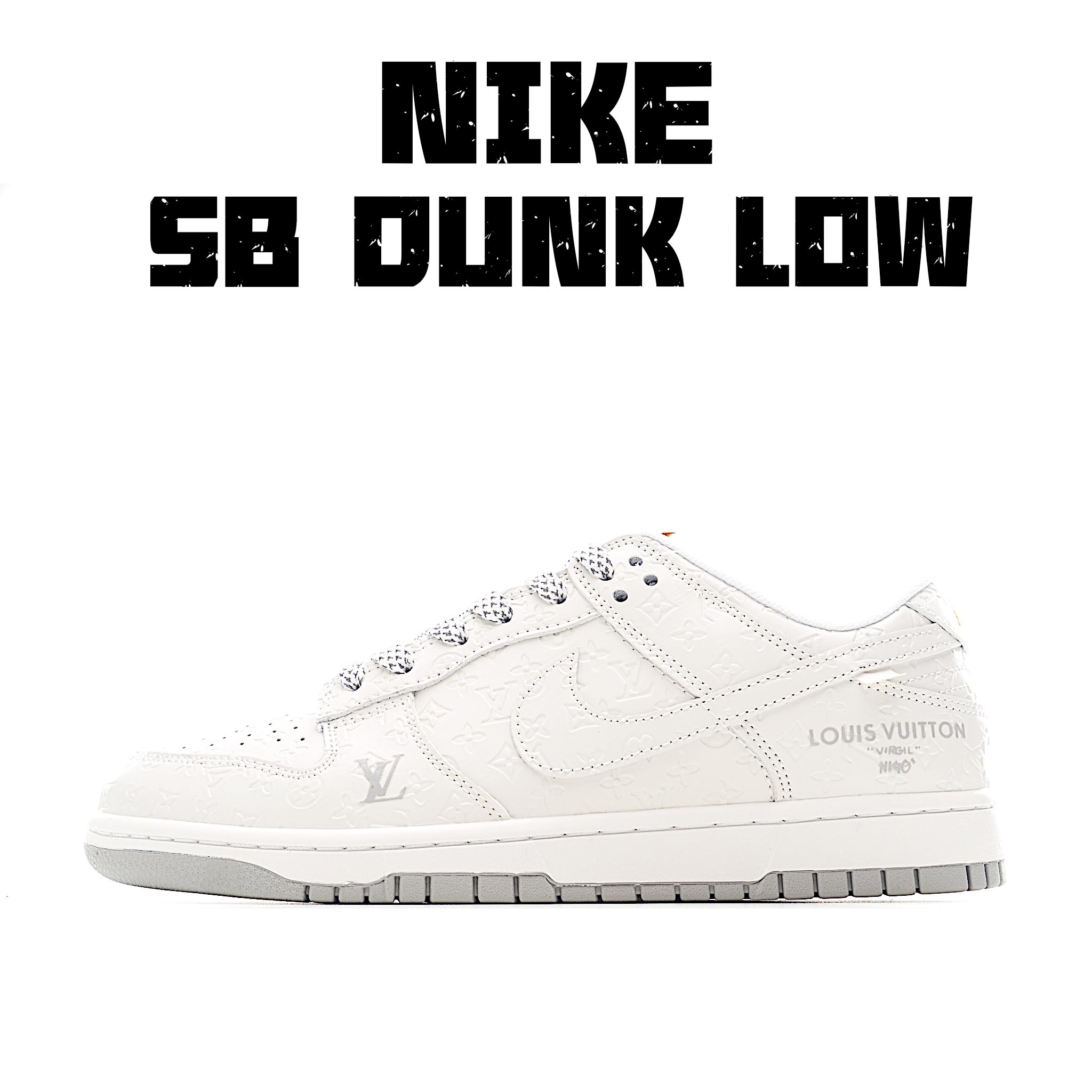 Nike SB Dunk Low LV联名 灰白暗印花 周年高端定制 低帮休闲板鞋 XX3168-140