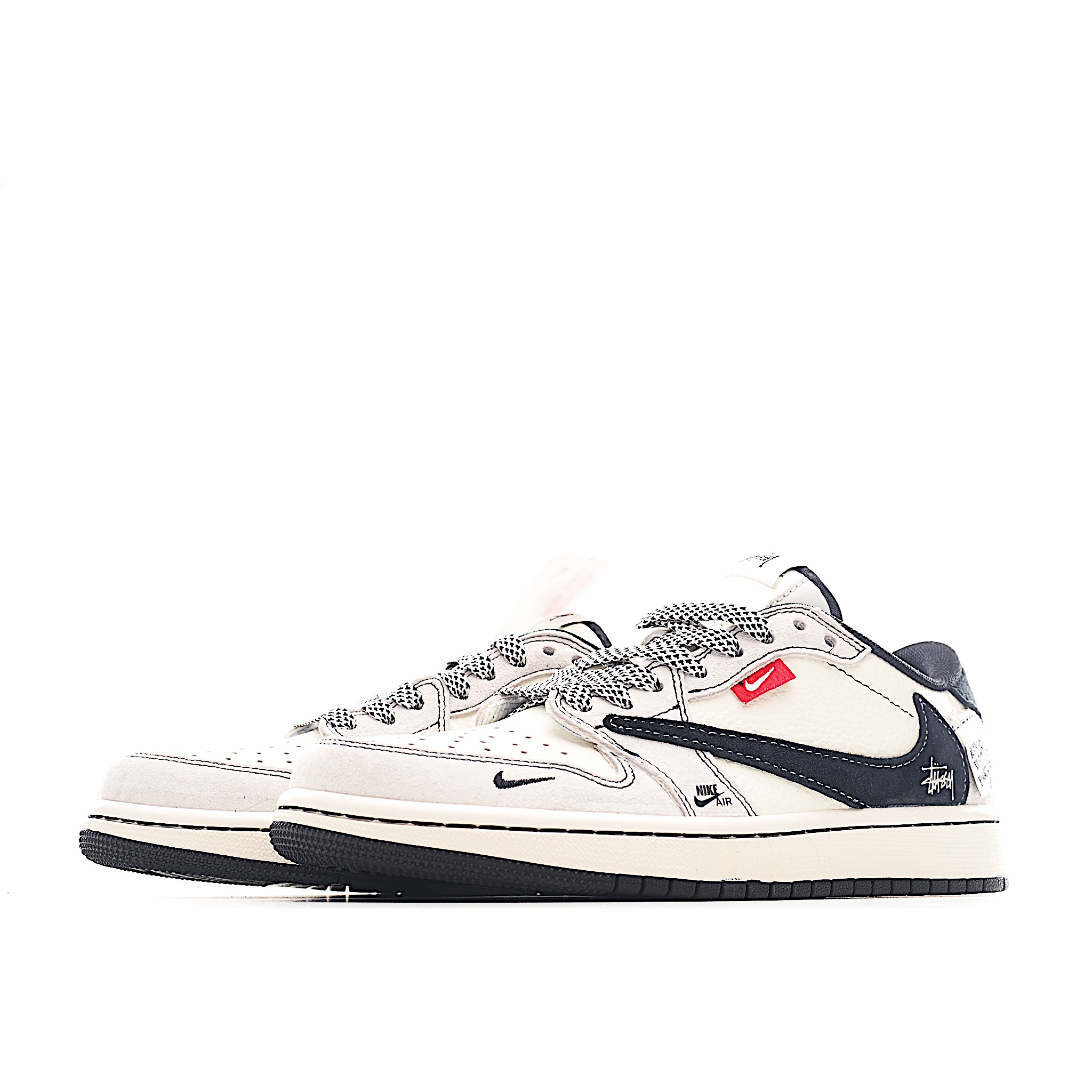 Travis Scott x Fragment Design x Air Jordan 1 Low SP AJ1 乔1 斯图西联名 米黑织布 低帮文化休闲板鞋 YX5066-301