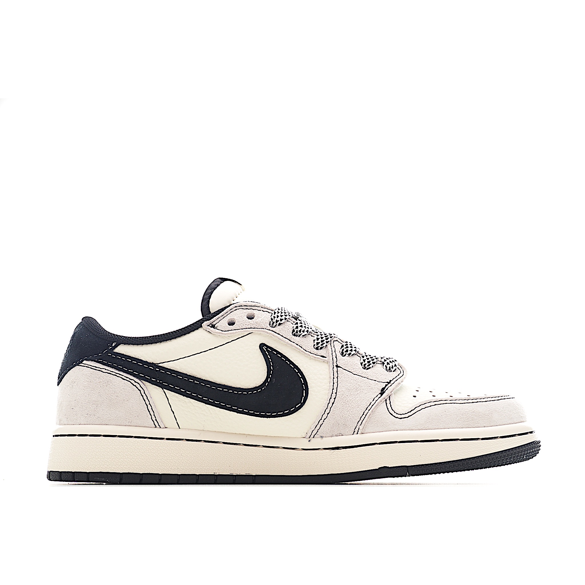 Travis Scott x Fragment Design x Air Jordan 1 Low SP AJ1 乔1 斯图西联名 米黑织布 低帮文化休闲板鞋 YX5066-301