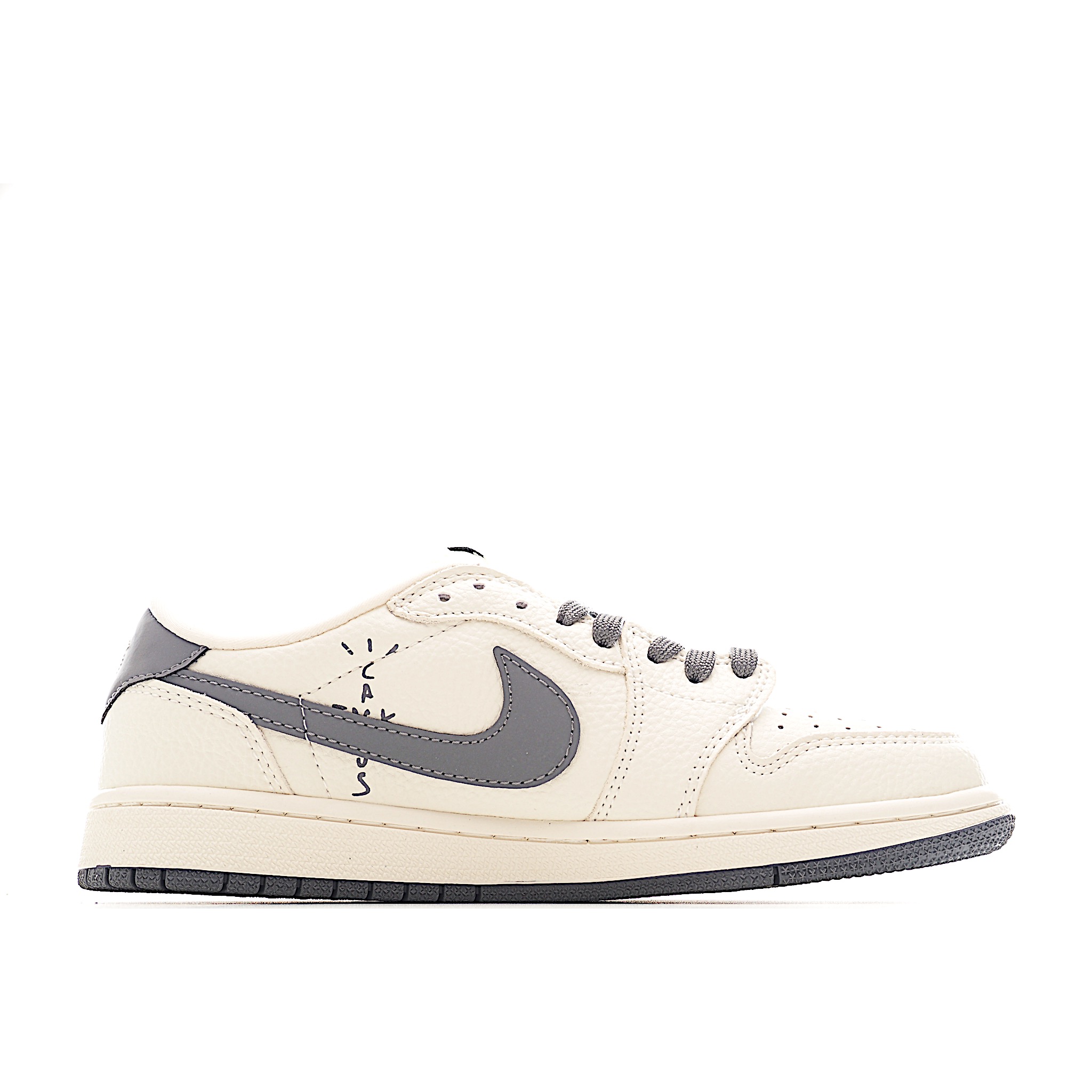 Travis Scott x Fragment Design x Air Jordan 1 Low SP AJ1 乔1 北面联名 米灰波浪 低帮文化休闲板鞋 XS2024-013