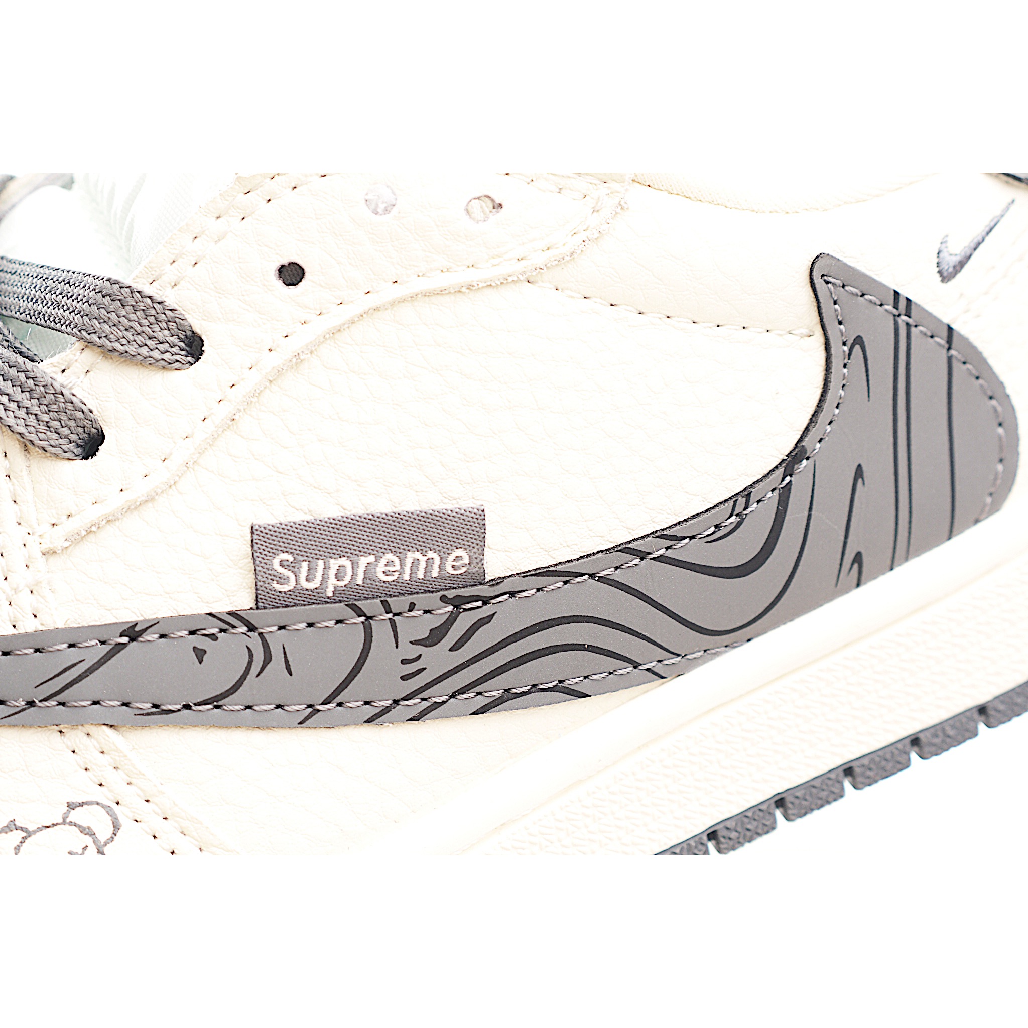 Travis Scott x Fragment Design x Air Jordan 1 Low SP AJ1 乔1 北面联名 米灰波浪 低帮文化休闲板鞋 XS2024-013