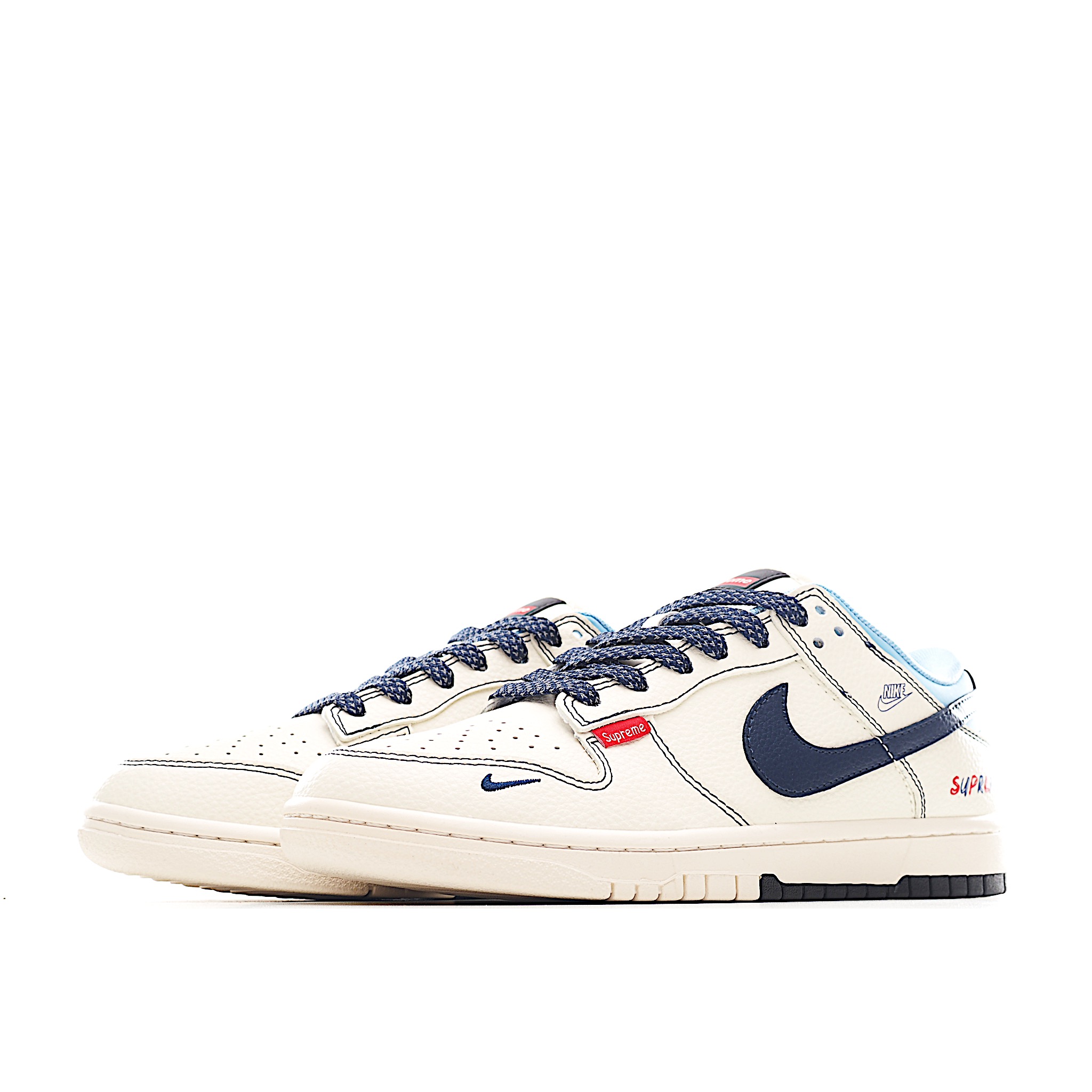 Nike SB Dunk Low Sup系列 米白藏蓝勾 周年高端定制 低帮休闲板鞋 FC1688-224