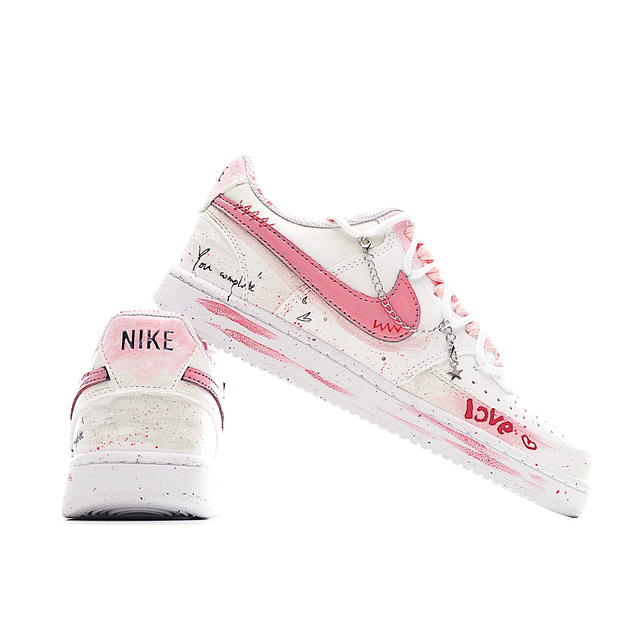 [定制球鞋]Nike Court Vision 1 Low“幸福角” 手绘涂鸦定制板鞋 DH2987-213