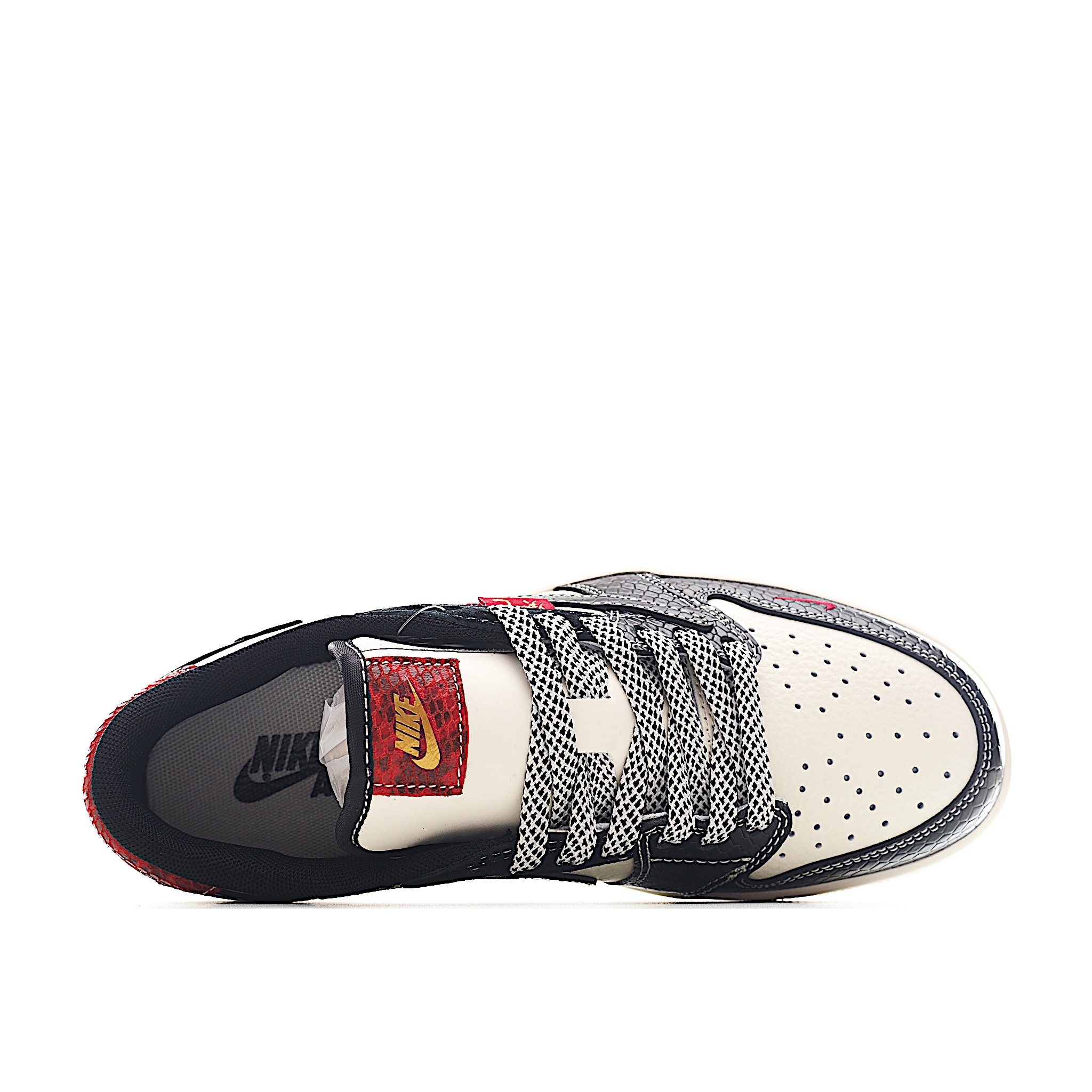 Travis Scott x Fragment Design x Air Jordan 1 Low SP AJ1 乔1 蛇年限定 双拼黑蛇纹 低帮文化休闲板鞋 YX5066-306
