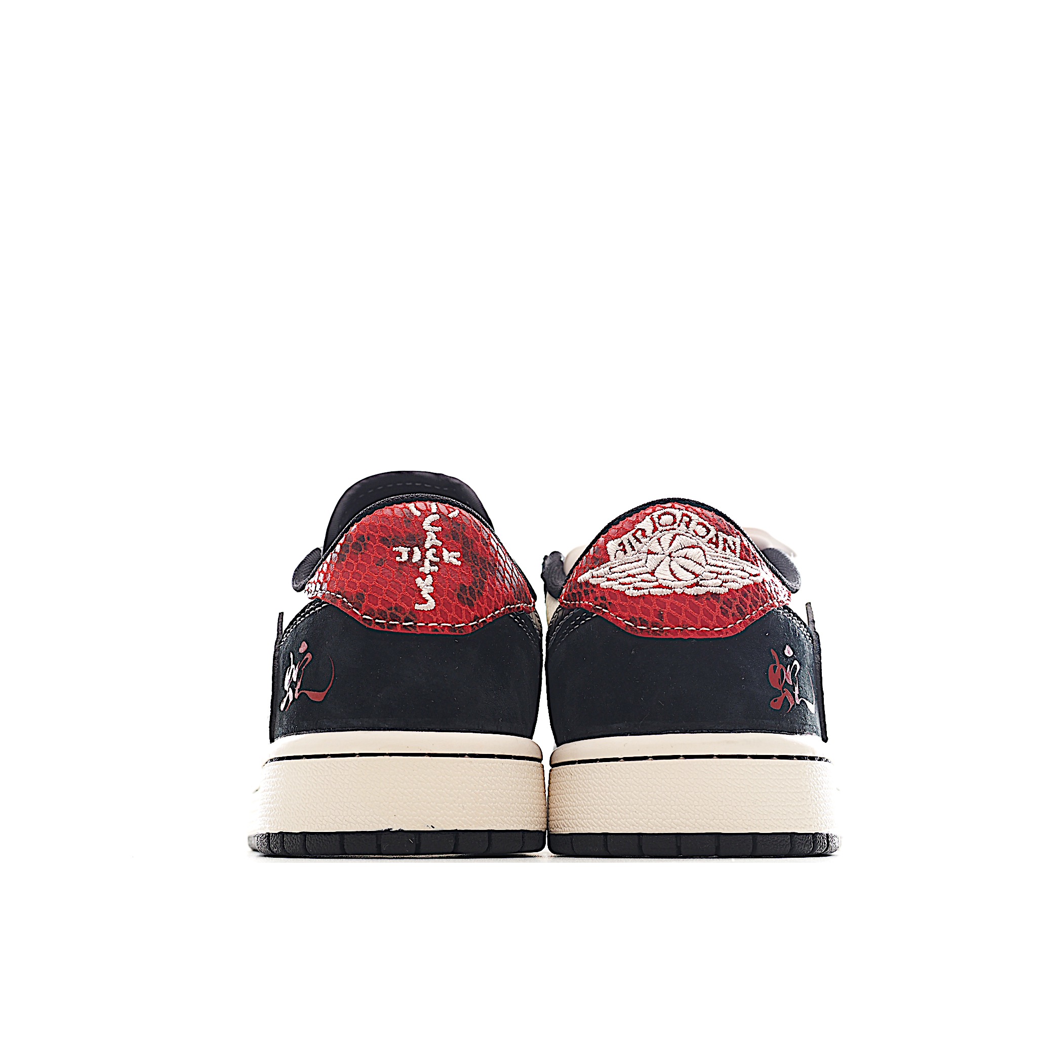 Travis Scott x Fragment Design x Air Jordan 1 Low SP AJ1 乔1 蛇年限定 双拼黑蛇纹 低帮文化休闲板鞋 YX5066-306