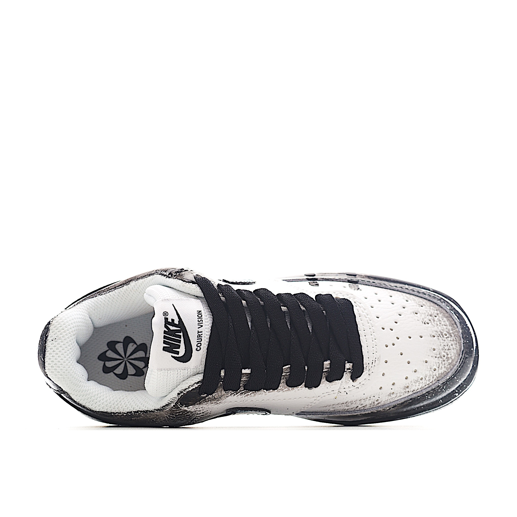 30-3.WY [定制球鞋]Nike Court Vision 1 Low“幻影十字架” 手绘涂鸦定制板鞋 DH2987-099