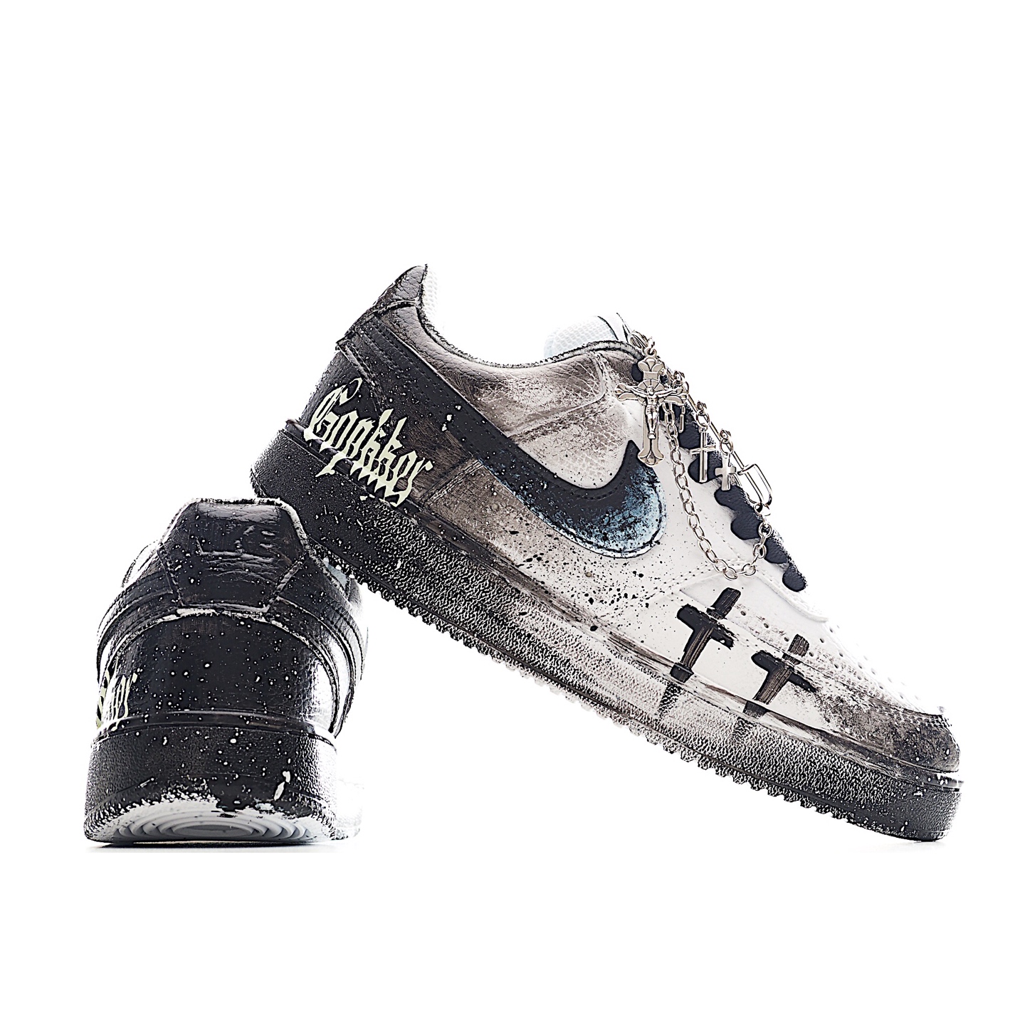 30-3.WY [定制球鞋]Nike Court Vision 1 Low“幻影十字架” 手绘涂鸦定制板鞋 DH2987-099