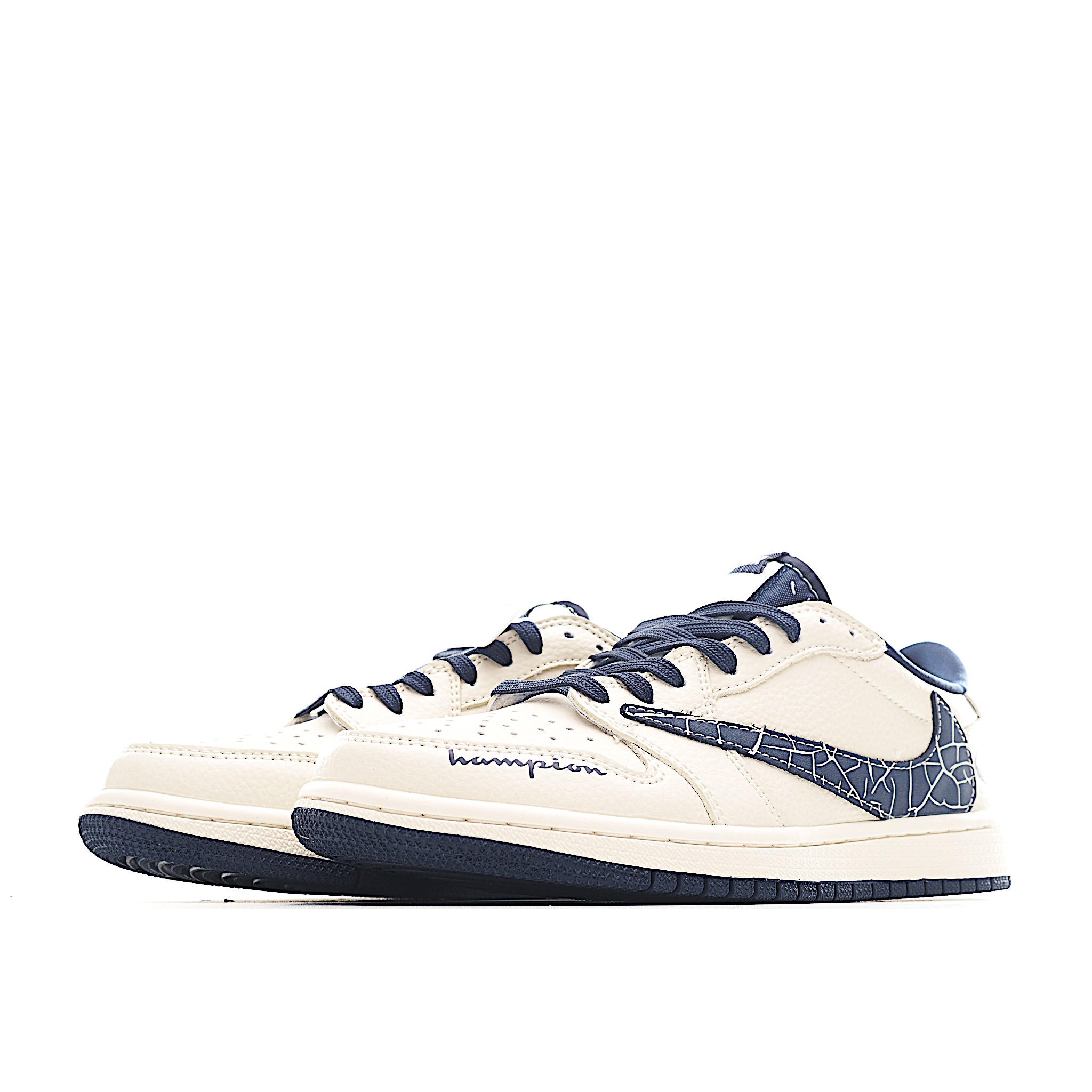 Travis Scott x Fragment Design x Air Jordan 1 Low SP AJ1 乔1 冠军联名 裂纹勾 低帮文化休闲板鞋 LD2025-015