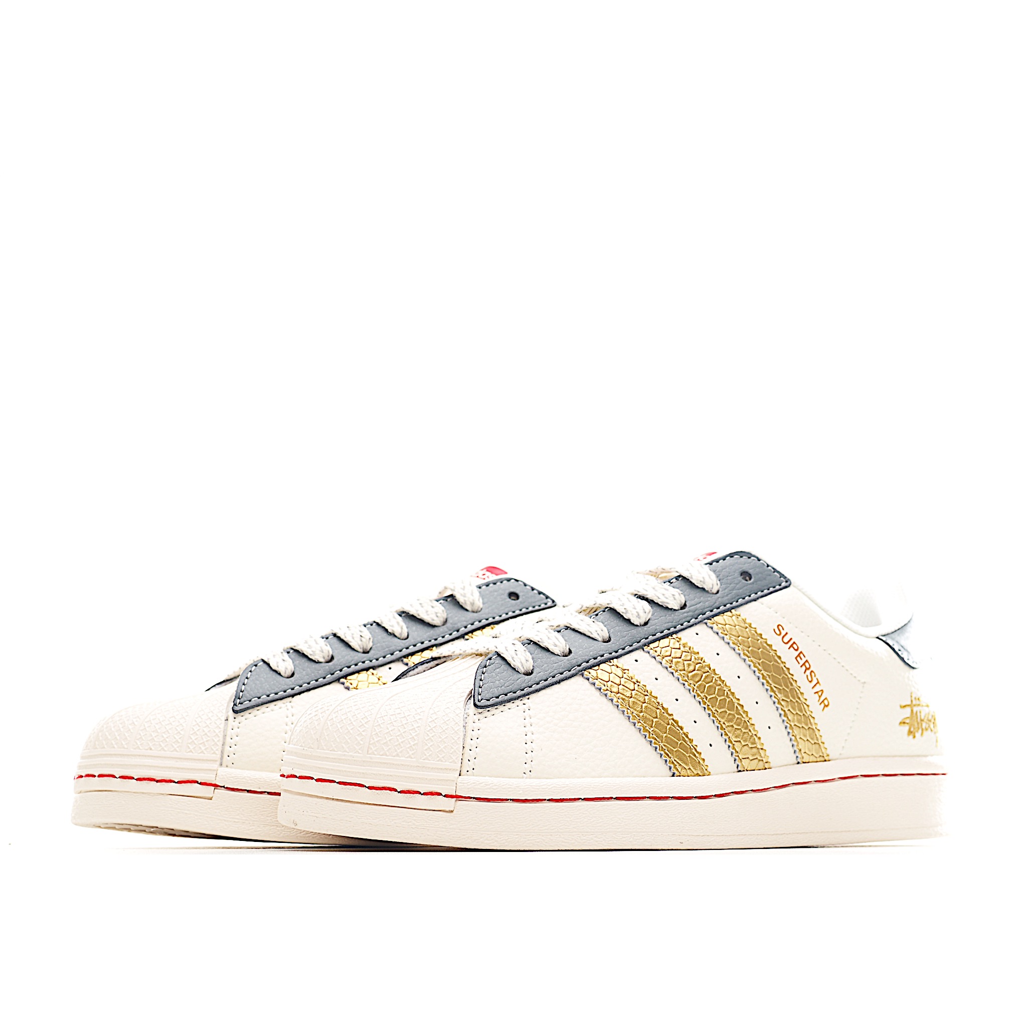 CLOT x AD Originals Superstar “金标” 贴合柔软皮料米白灰金经典配色 BZ2530