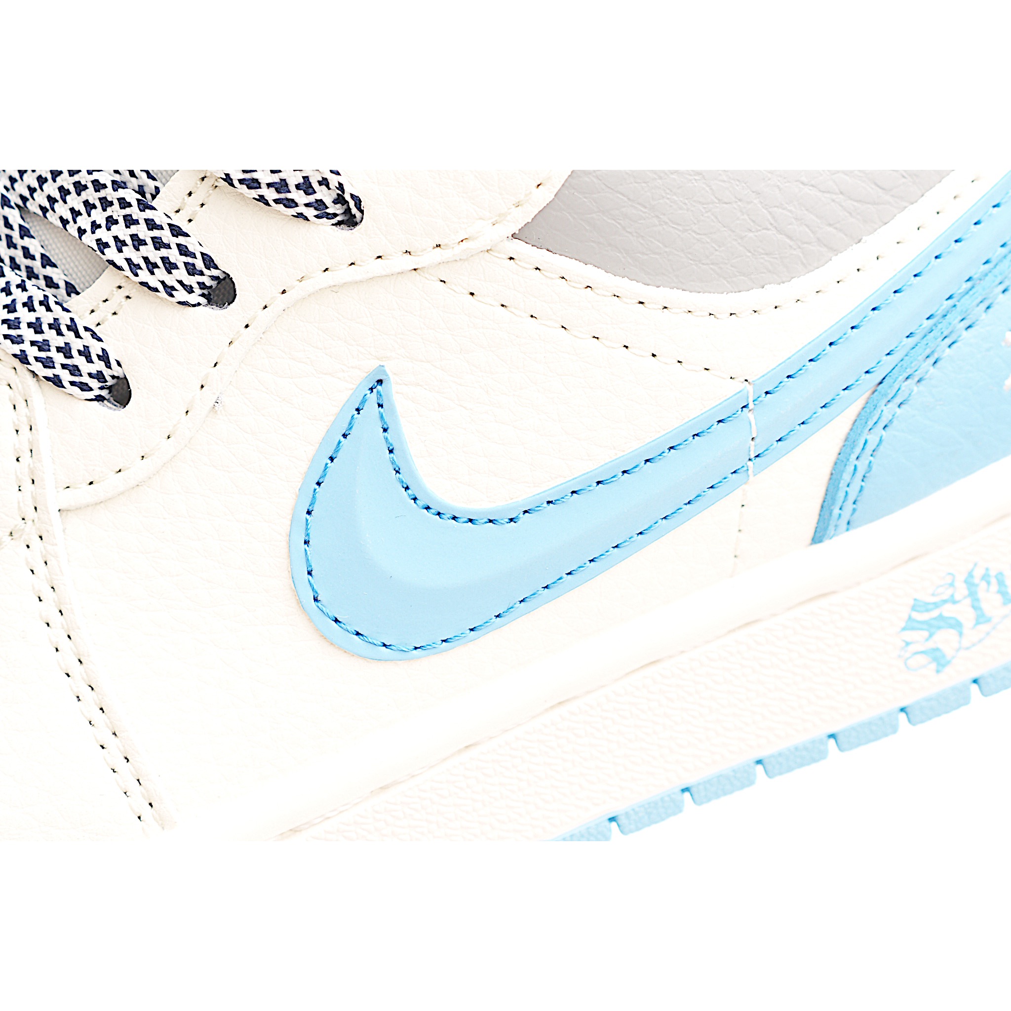 Air Jordan 1 Low AJ1 乔1 斯图西联名 白蓝立体勾 高端定制 低帮复古篮球鞋 XS6086-559