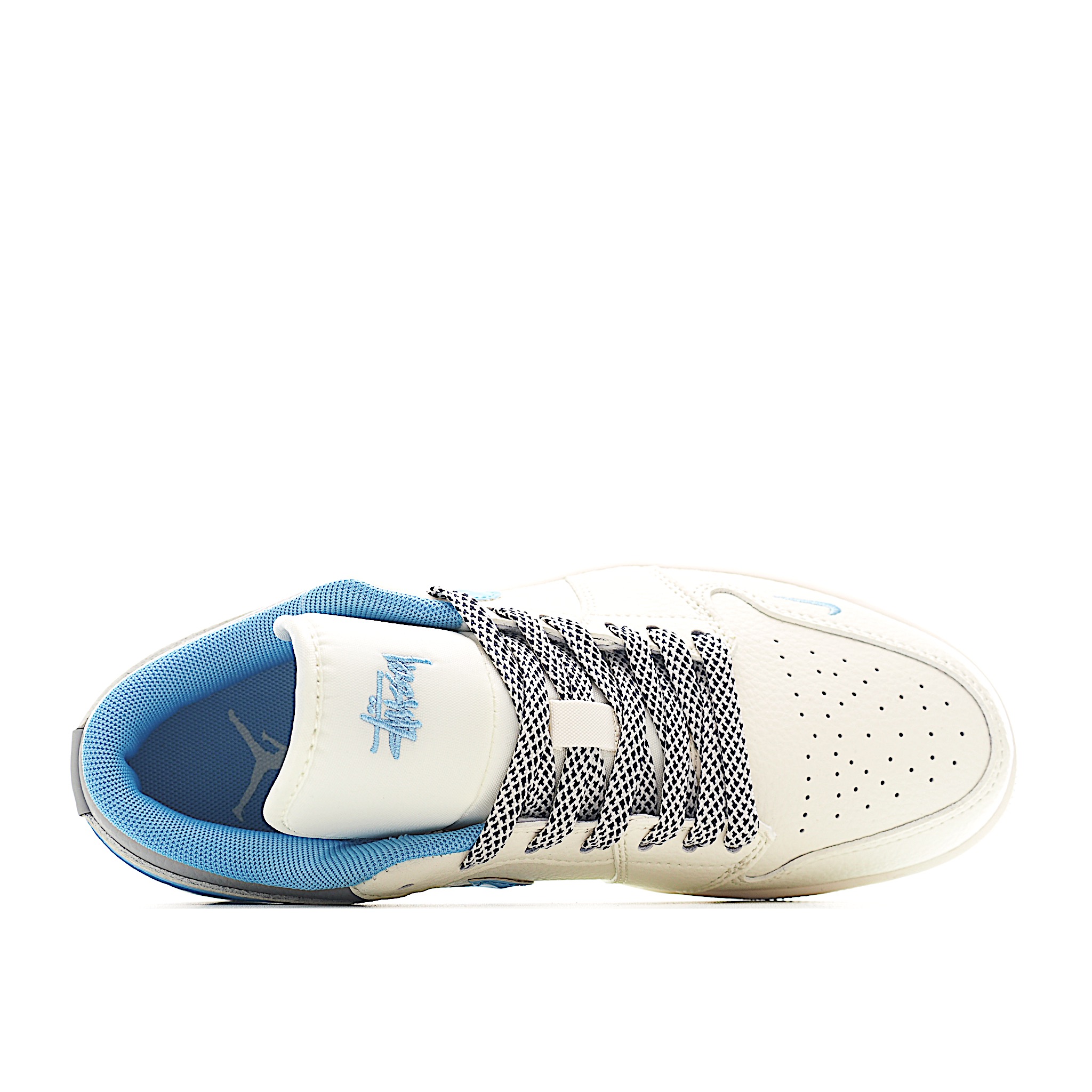 Air Jordan 1 Low AJ1 乔1 斯图西联名 白蓝立体勾 高端定制 低帮复古篮球鞋 XS6086-559