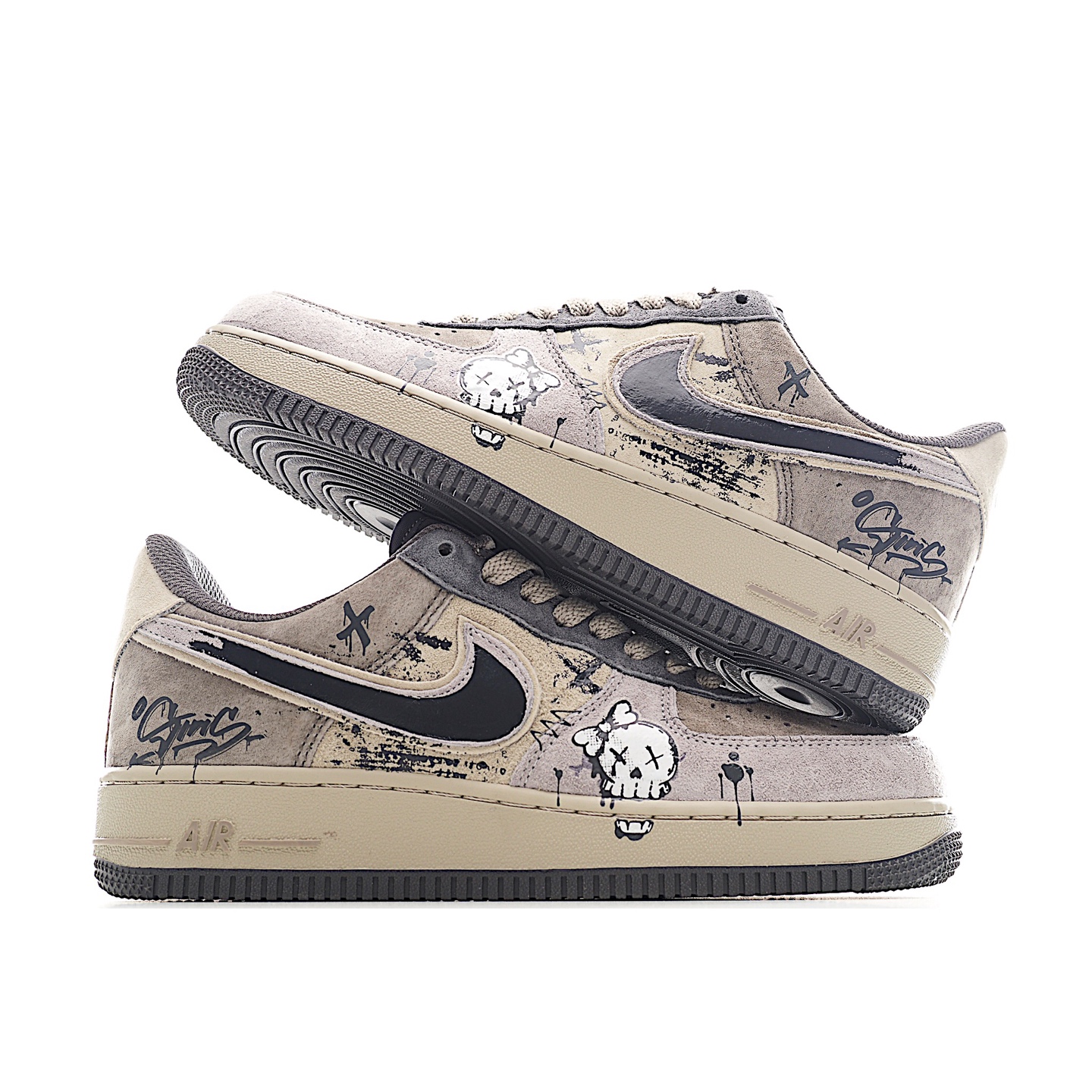 “暗黑骷髅”Nike Air Force 1 “Dark Skull”空军一号定制低帮板鞋 YD2425-660